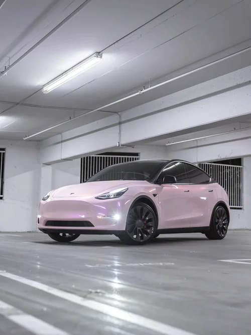 Tesla Model Y Color Shifting Pink Vinyl Wrap project photo