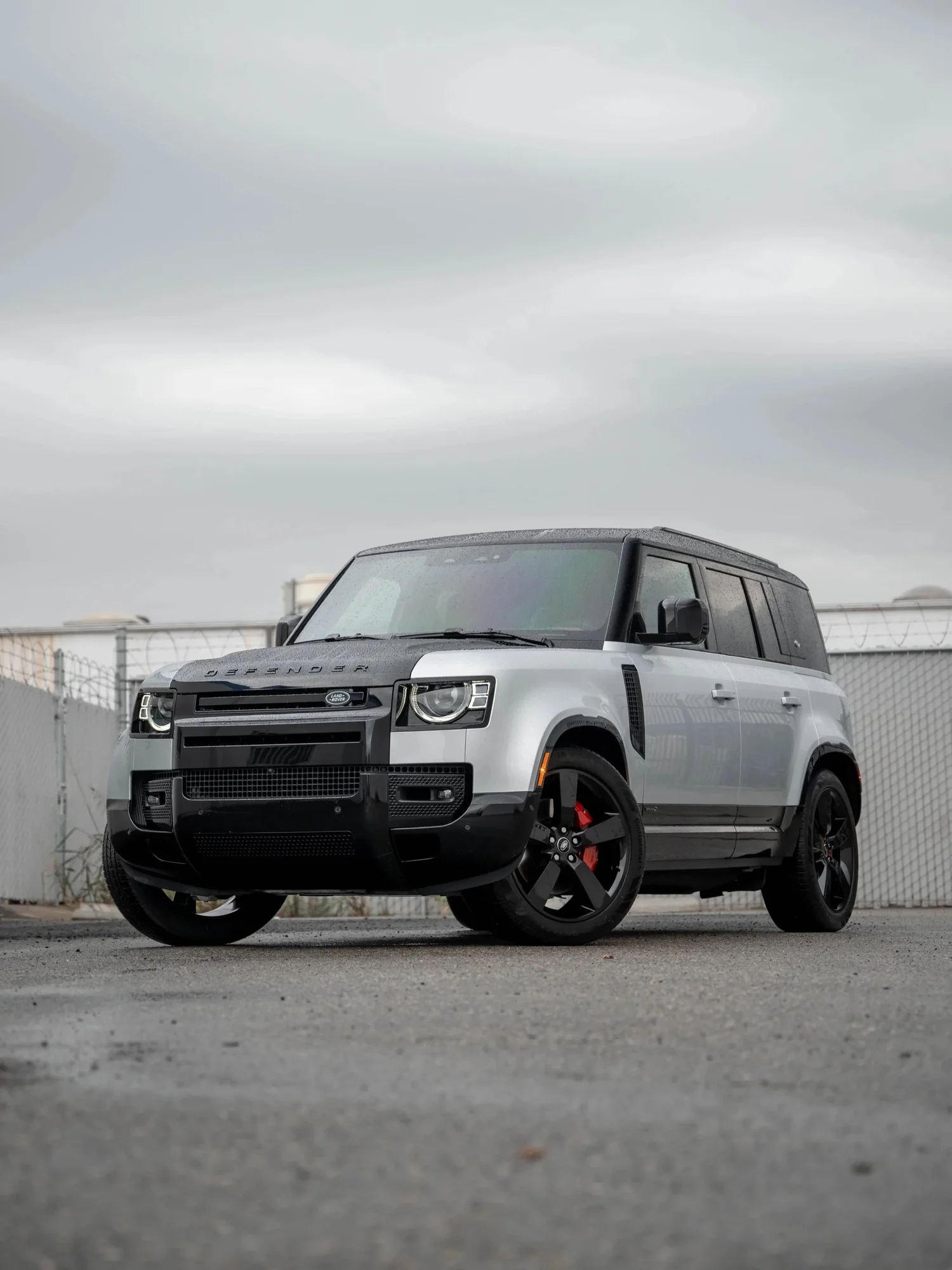 Land Rover Defender after Paint Protection Film (PPF), Window Tint and Ceramic Coating, front-left three-quarter view