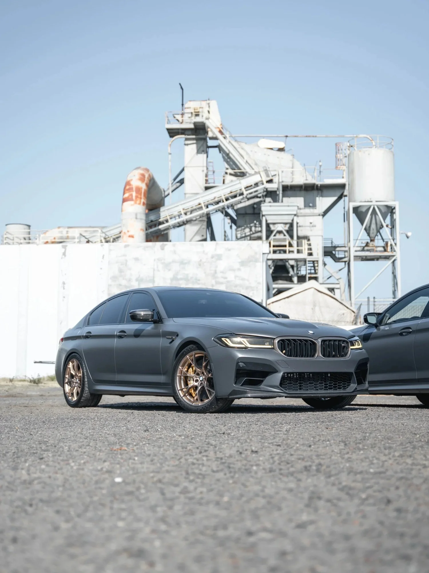 BMW M5 CS after Matte PPF, Window Tint and Ceramic Coating, wide outdoor view