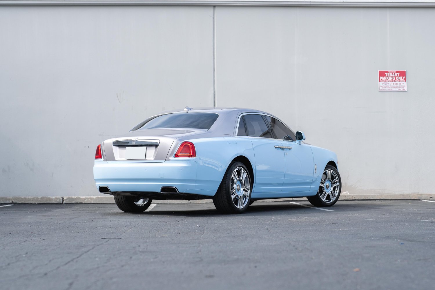 Rolls-Royce Ghost after Paint Protection Film (PPF), Window Tint and Ceramic Coating, rear-left three-quarter view
