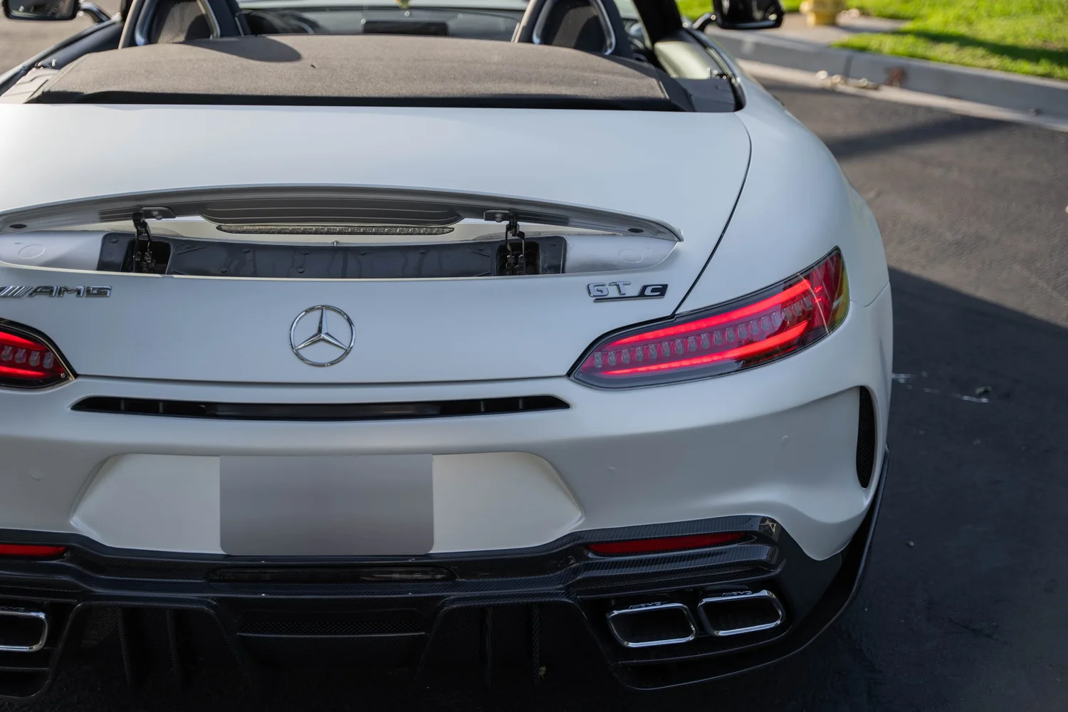 Mercedes-AMG GT after Matte PPF, Window Tint and Ceramic Coating, rear bumper and taillight detail
