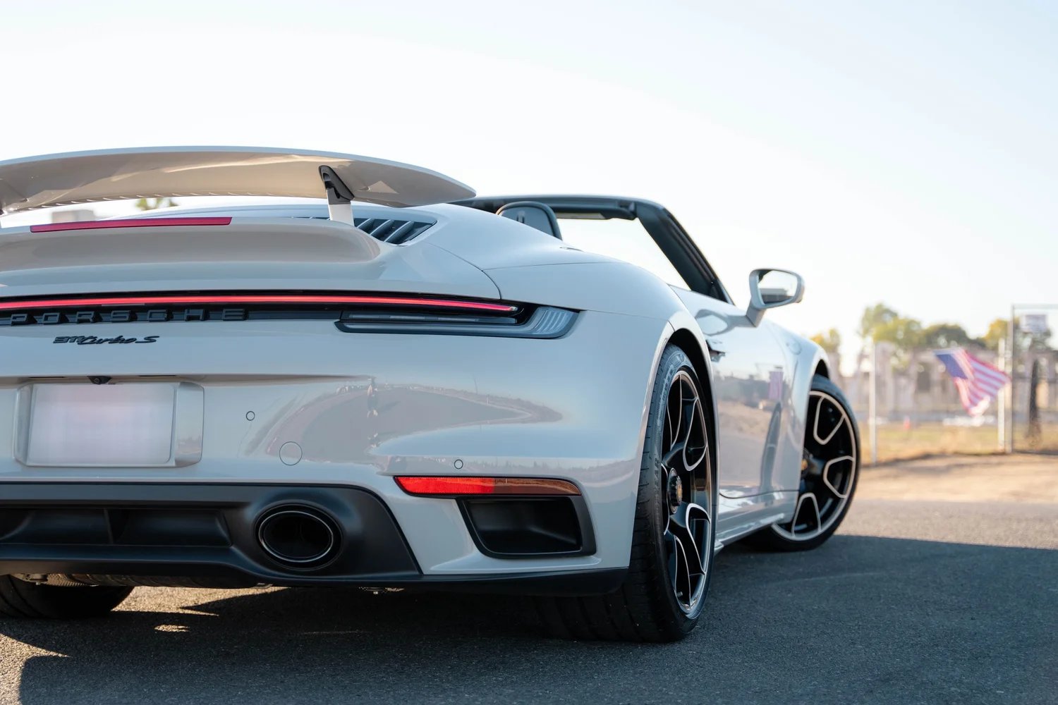 Chalk Porsche 911 Turbo S after Paint Protection Film (PPF), Window Tint and Ceramic Coating, rear diffuser and exhaust detail