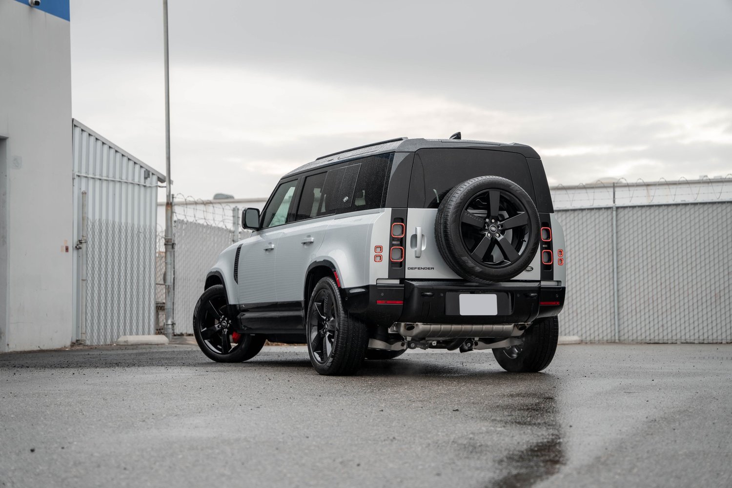 Land Rover Defender after Paint Protection Film (PPF), Window Tint and Ceramic Coating, low-angle rear view