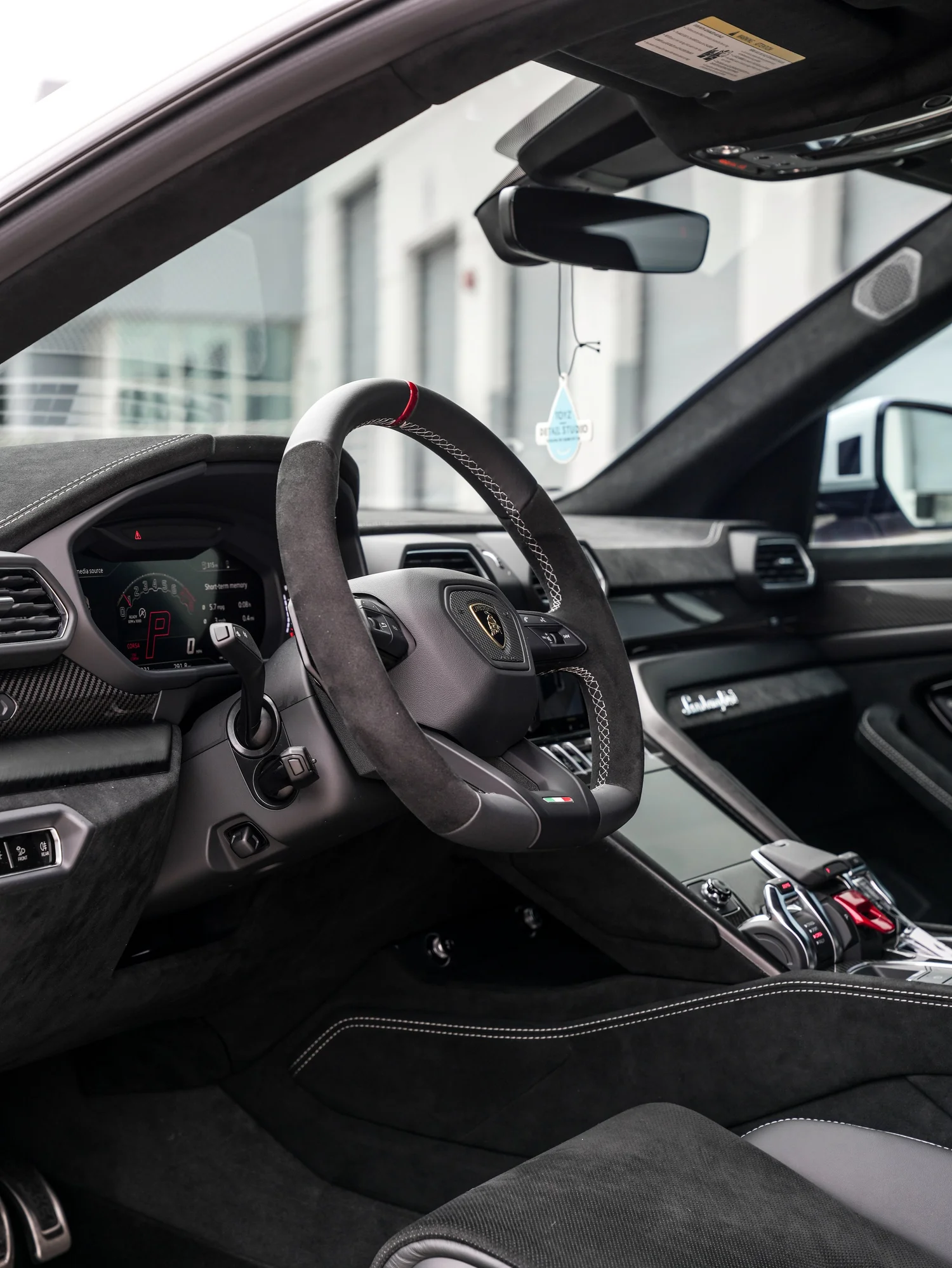 Lamborghini Urus Performante cockpit and steering wheel after full exterior PPF, window tint and ceramic coating