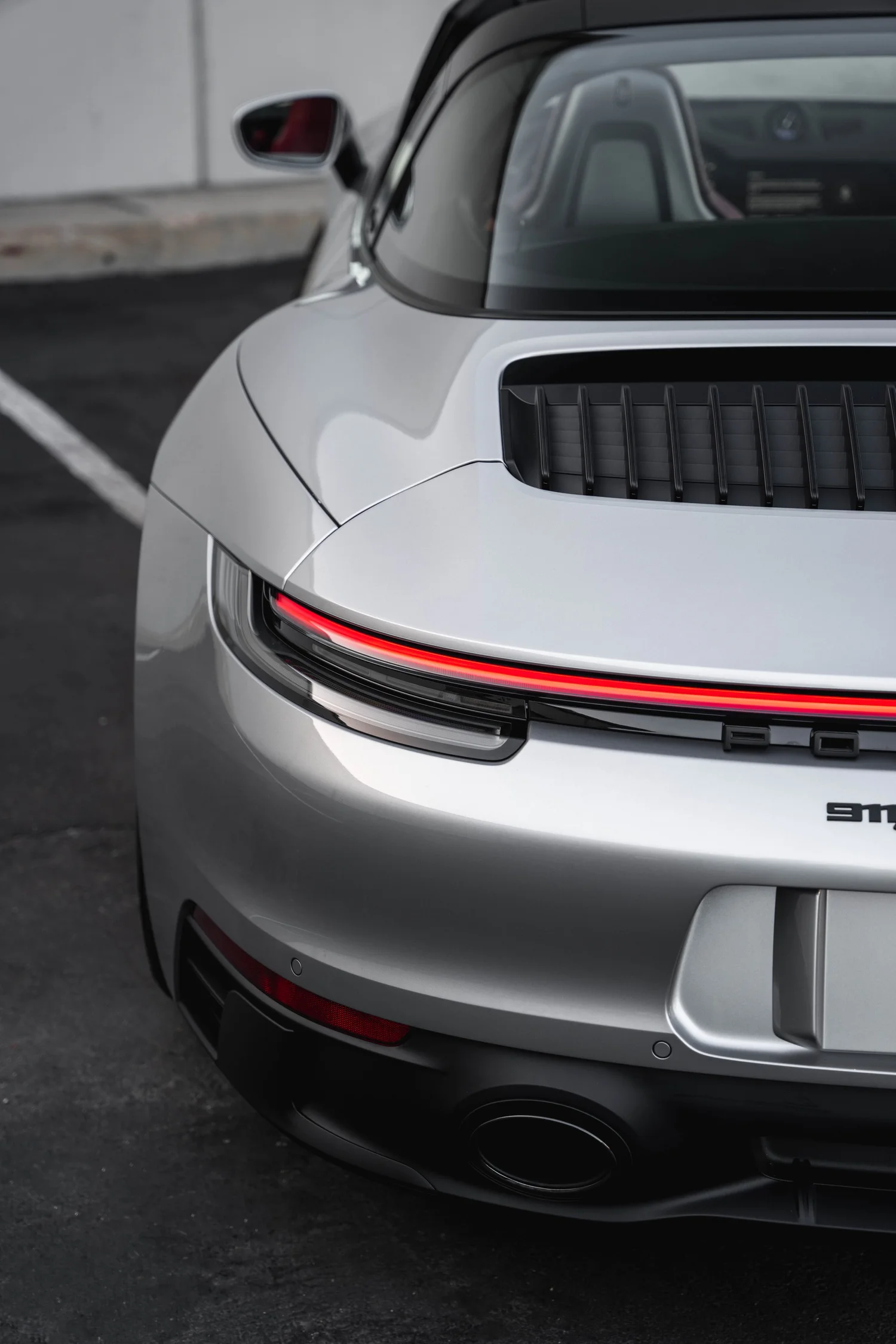 Porsche 911 Targa 4 GTS after Paint Protection Film (PPF), Window Tint and Ceramic Coating, rear body and taillight view