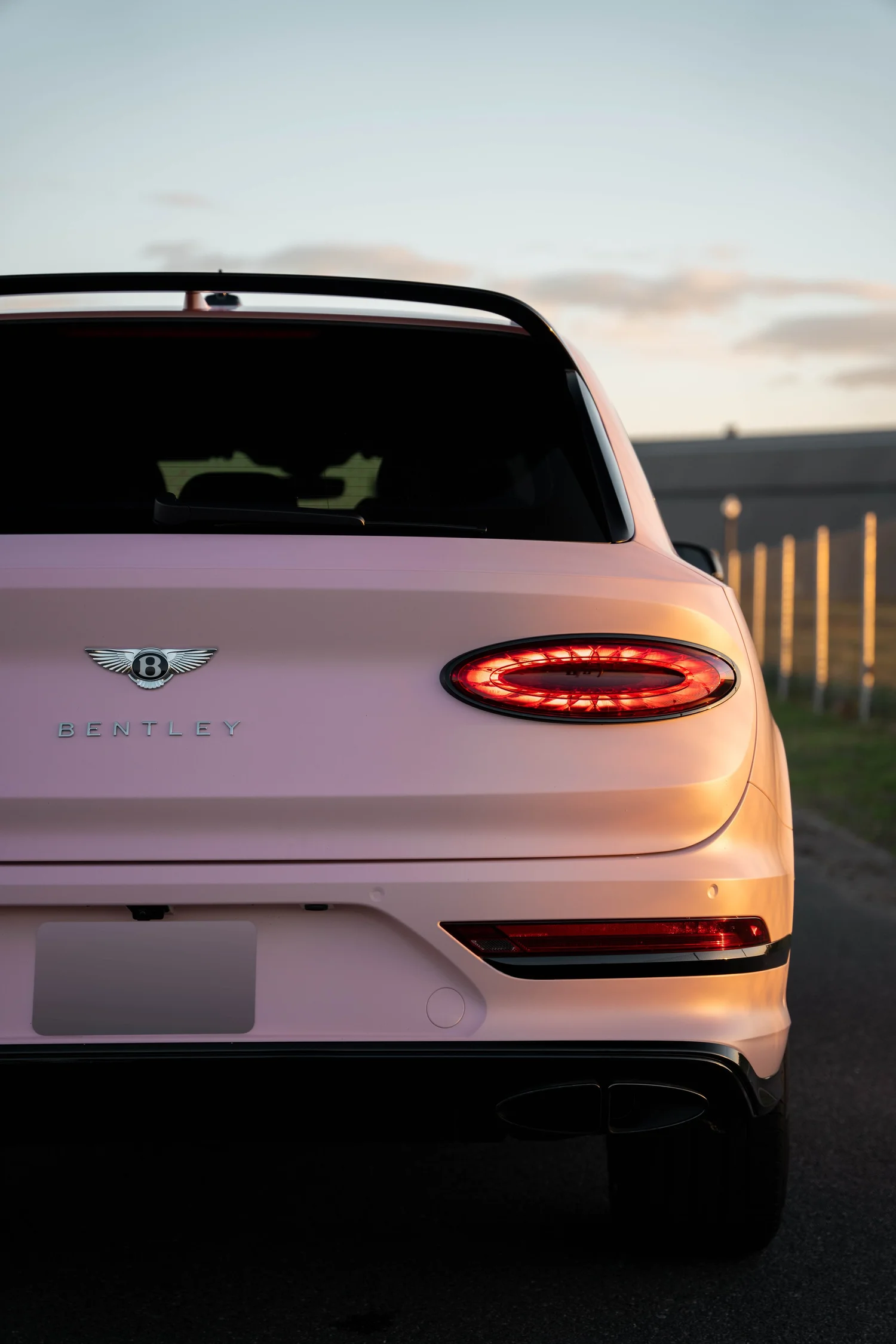 Bentley Bentayga after Vinyl Wrap, low-angle rear view