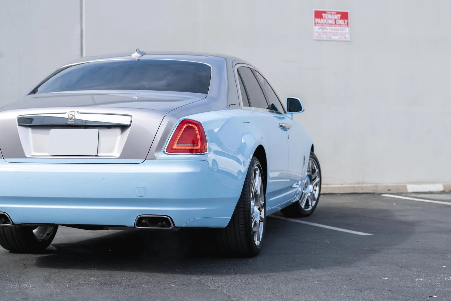 Rolls-Royce Ghost after Paint Protection Film (PPF), Window Tint and Ceramic Coating, rear-quarter and wheel view