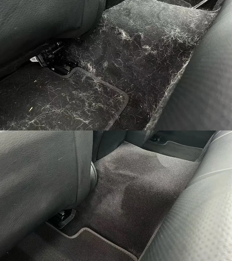 Vehicle floor mats before and after detailing
