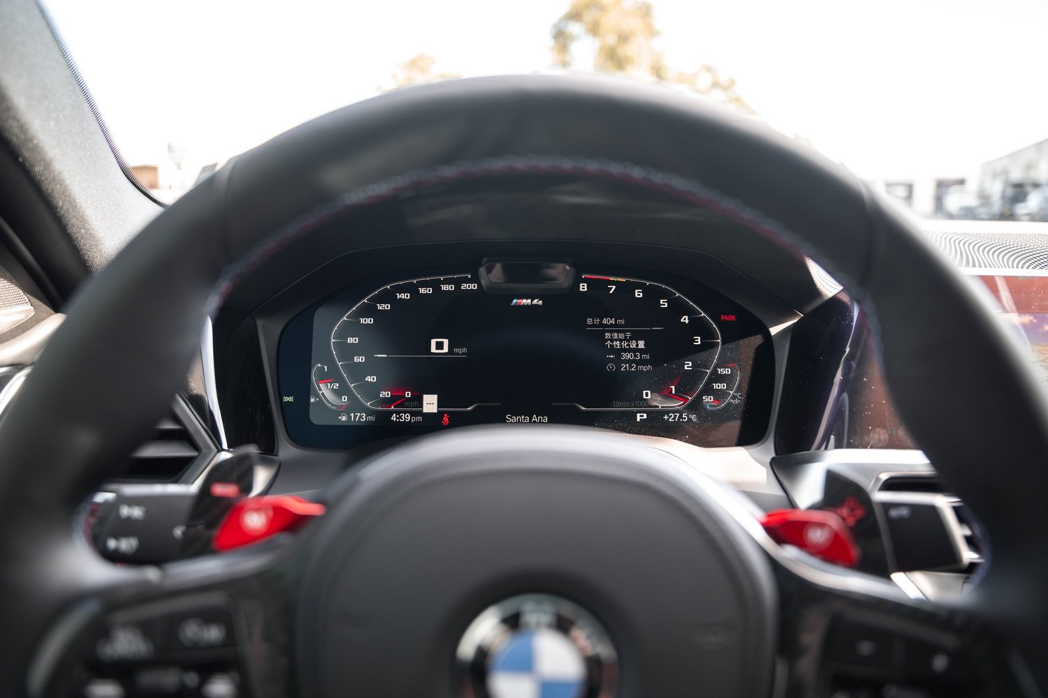 BMW M4 Silver Vinyl Wrap, digital instrument display