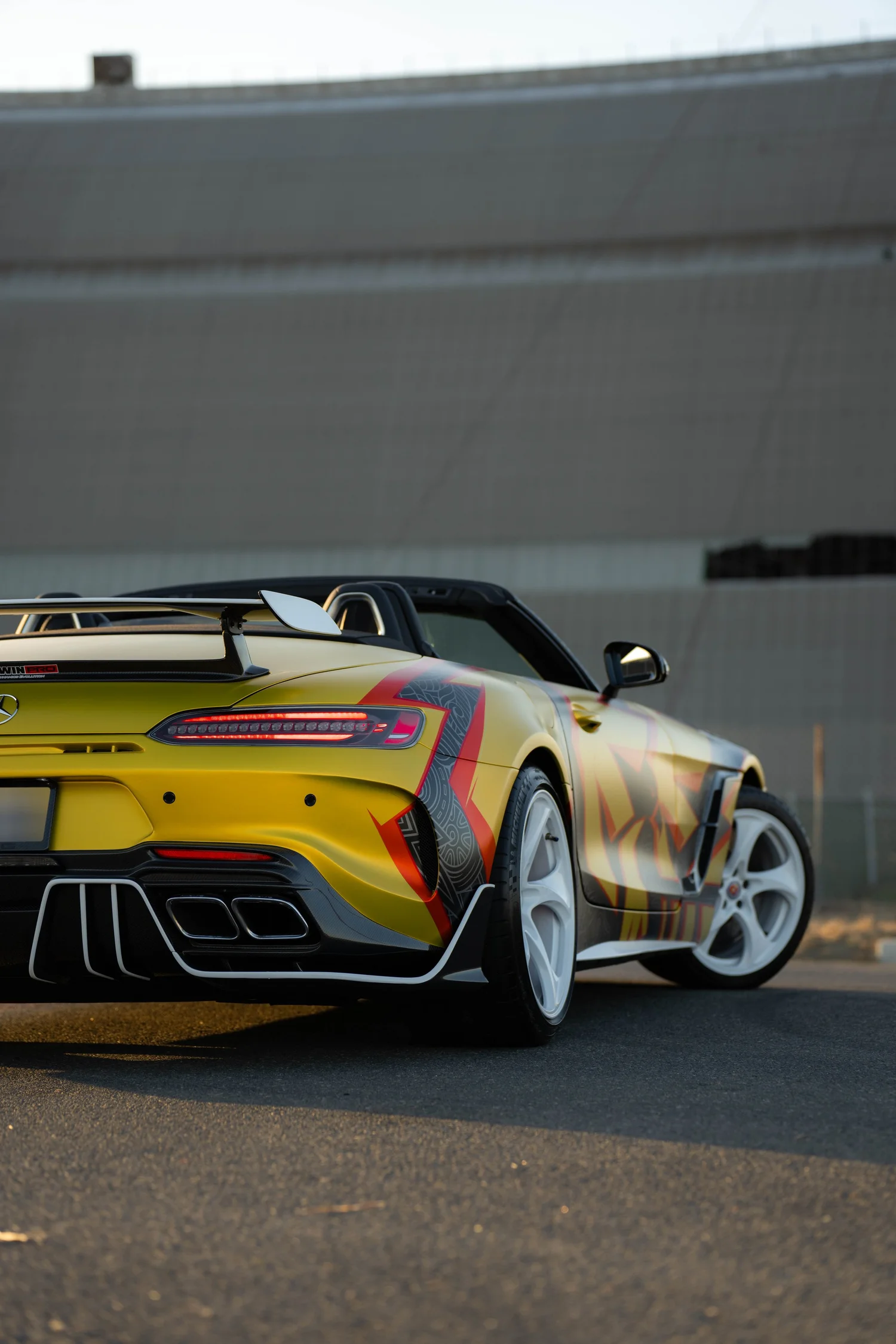 Mercedes-AMG GT Custom Wrap after Vinyl Wrap, rear-right three-quarter view