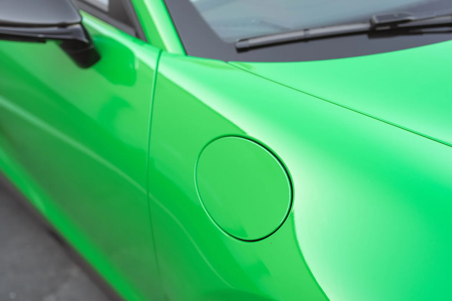 Signal Green Porsche 911 Turbo S after Paint Protection Film (PPF), Window Tint and Ceramic Coating, hood and paint-finish detail