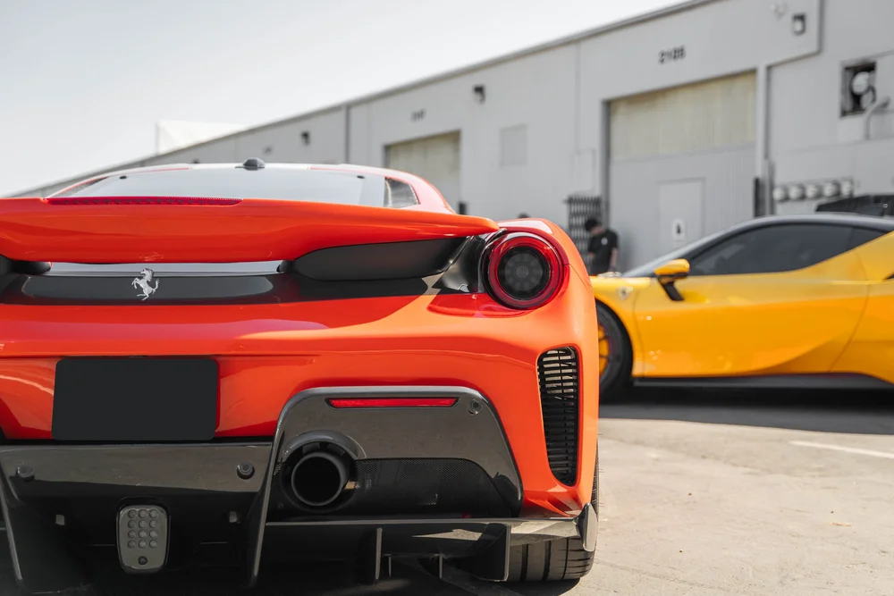 Ferrari 488 Pista rear diffuser and exhaust detail