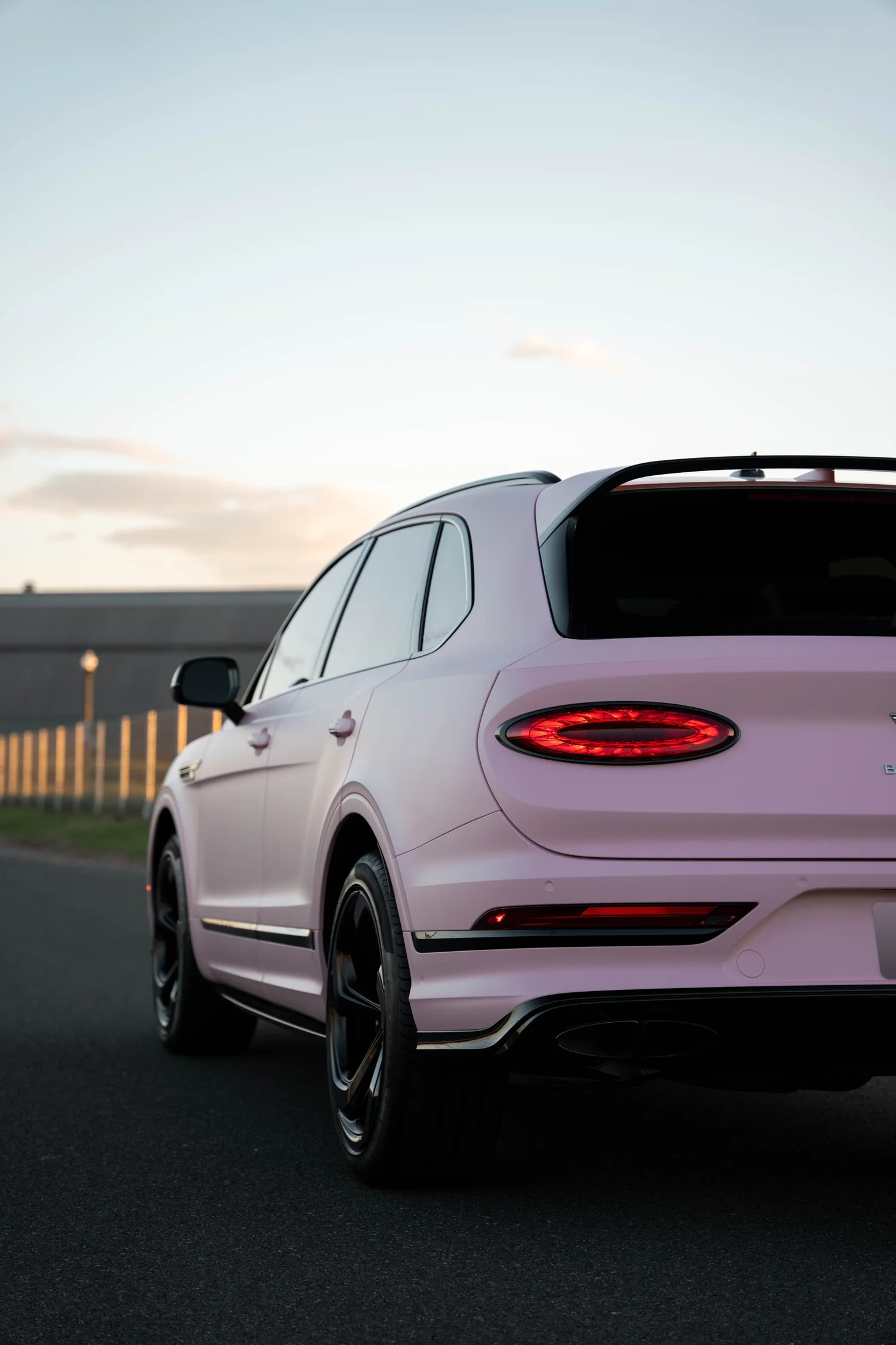 Bentley Bentayga after Vinyl Wrap, rear-right three-quarter view