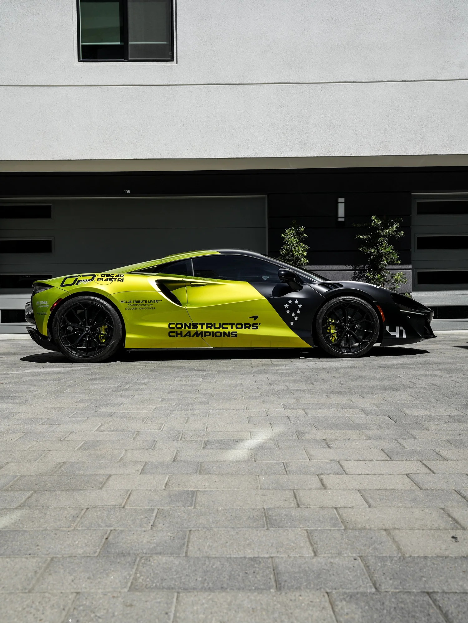 McLaren Artura MCL38 Tribute Custom Wrap after Window Tint, Vinyl Wrap and Custom Graphics, rear-left three-quarter view