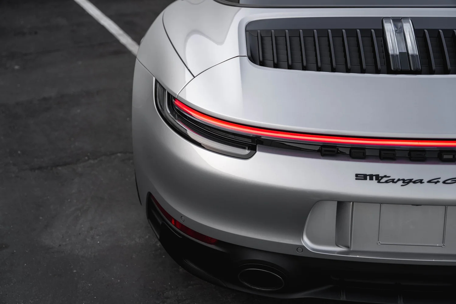 Porsche 911 Targa 4 GTS after Paint Protection Film (PPF), Window Tint and Ceramic Coating, rear bumper and taillight detail