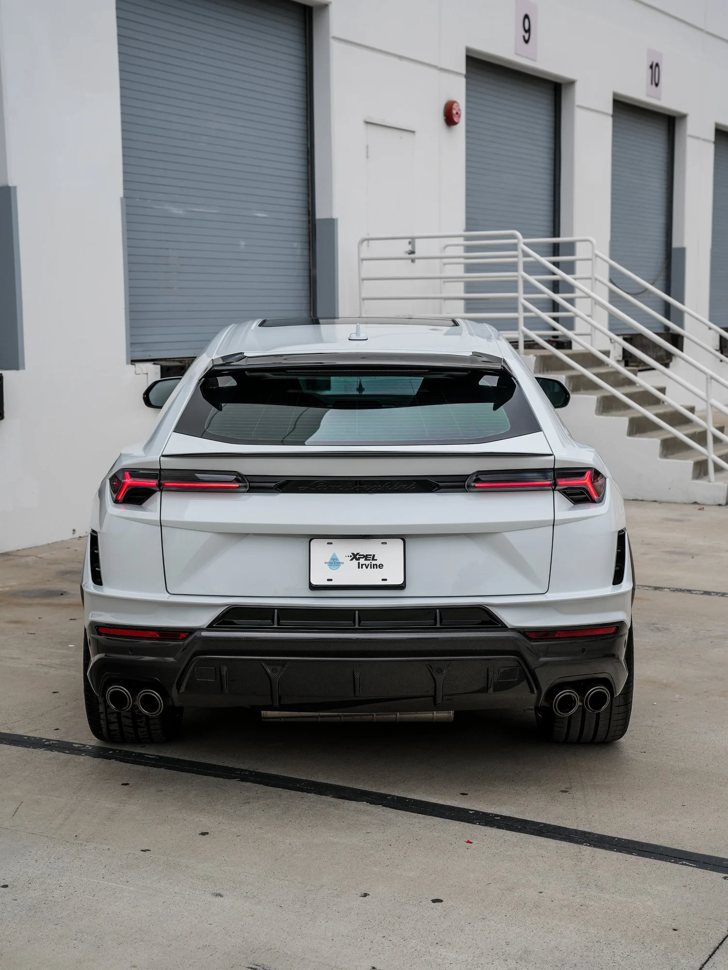 Lamborghini Urus Performante centered rear finished view after full exterior PPF, window tint and ceramic coating