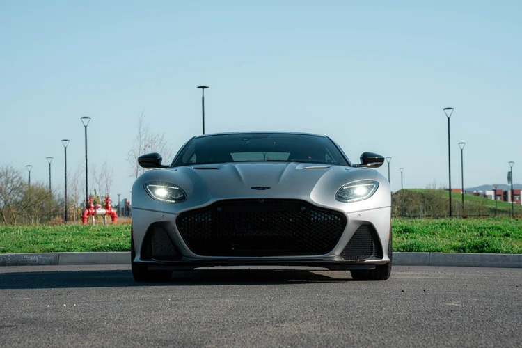 Front view of an Aston Martin DBS with matte paint protection film at Toyz Detail Studio