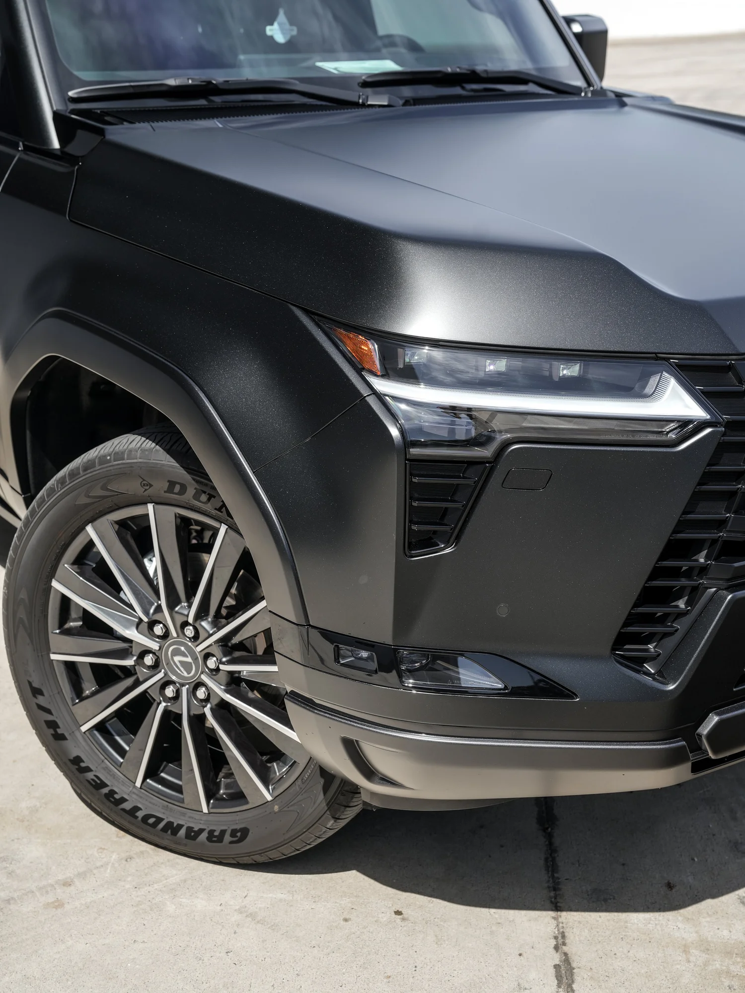 Lexus GX 550 after Matte PPF, front wheel and body view