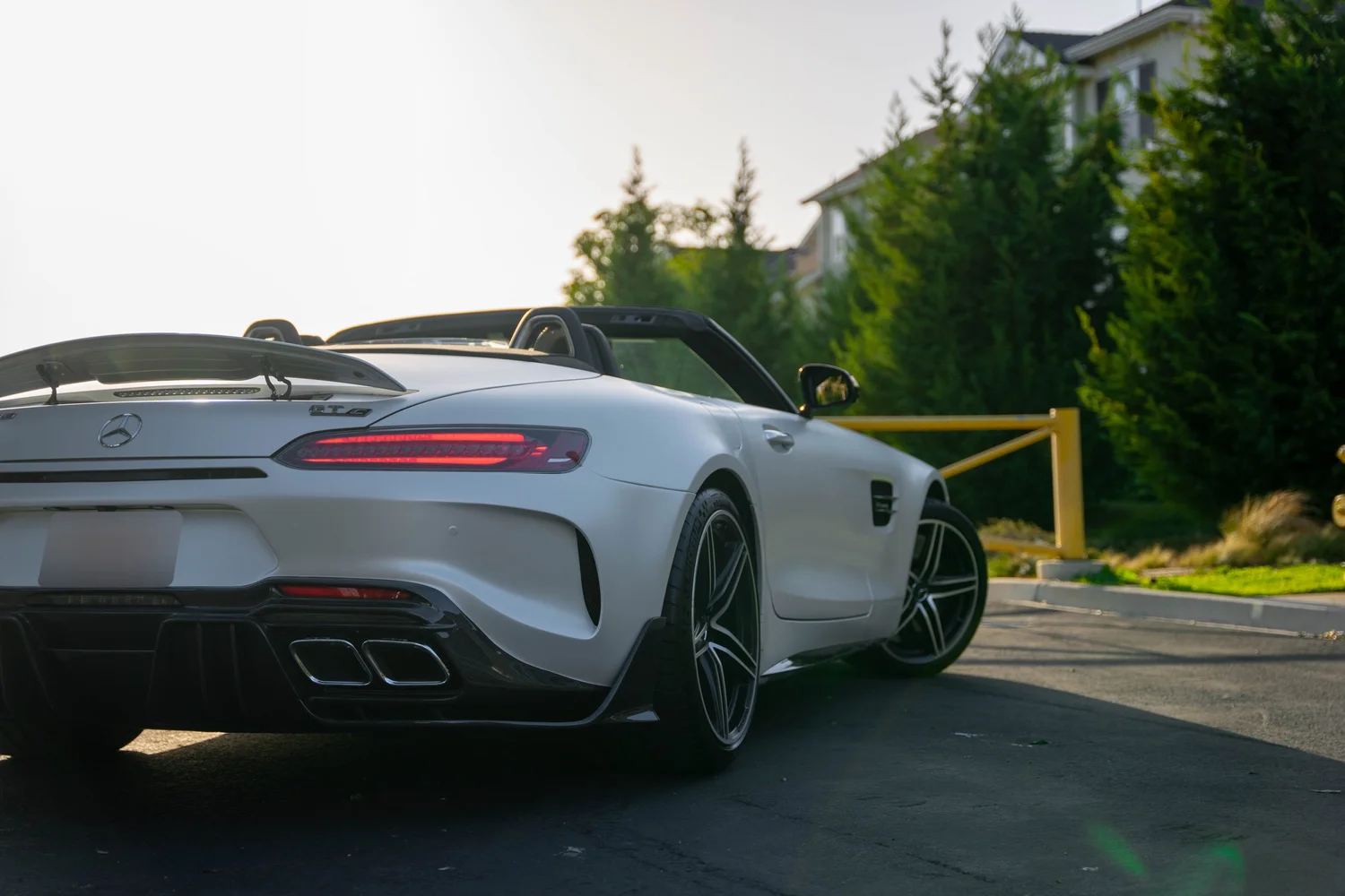 Mercedes-AMG GT after Matte PPF, Window Tint and Ceramic Coating, rear-right three-quarter view