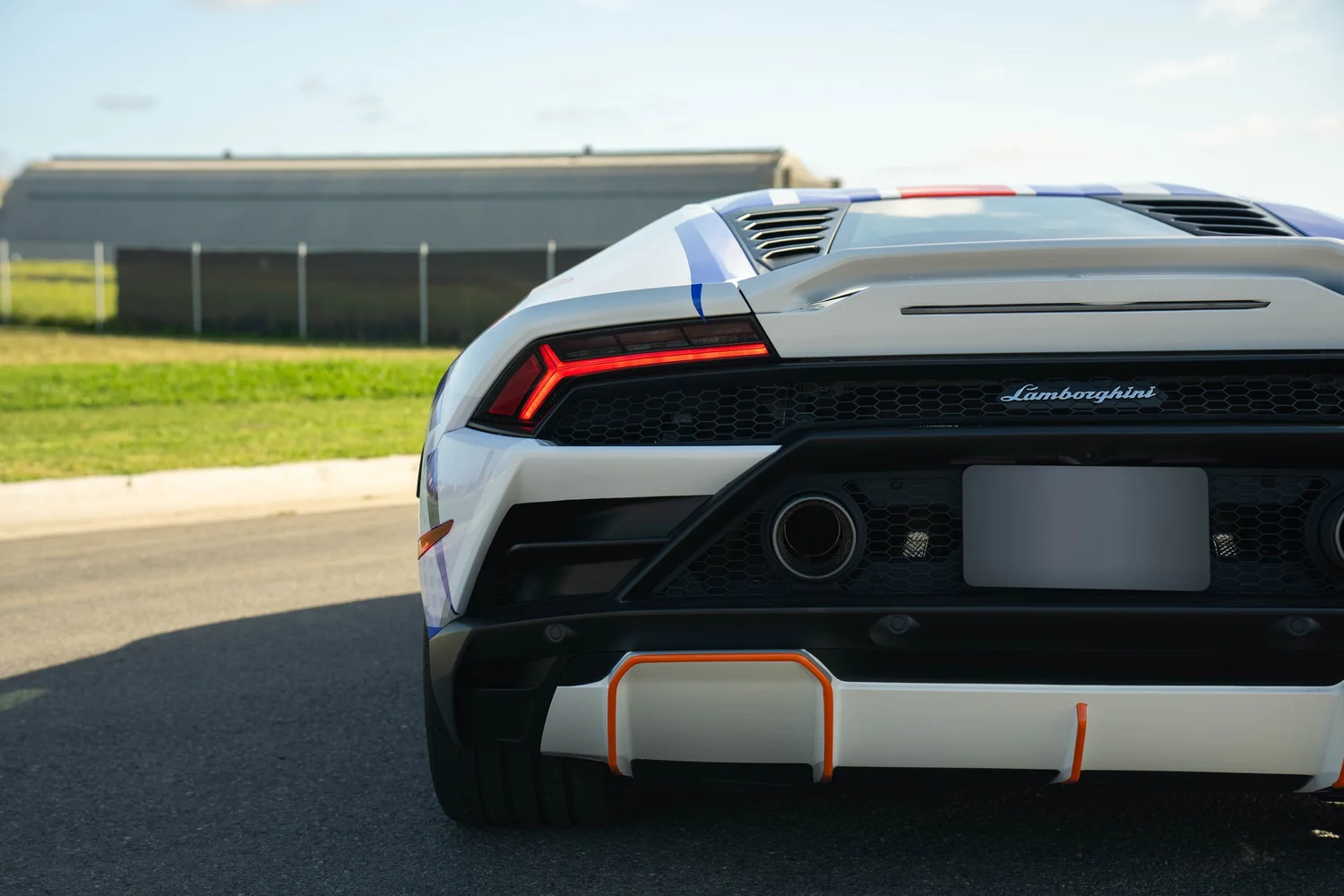 Lamborghini Huracán EVO Custom Wrap after Vinyl Wrap, rear body and taillight view