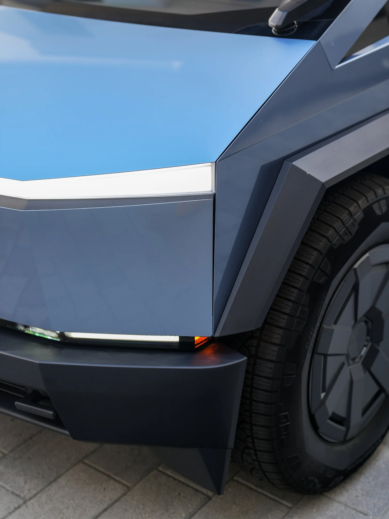 Tesla Cybertruck Tungsten Blue PPF after Paint Protection Film (PPF), front-corner view