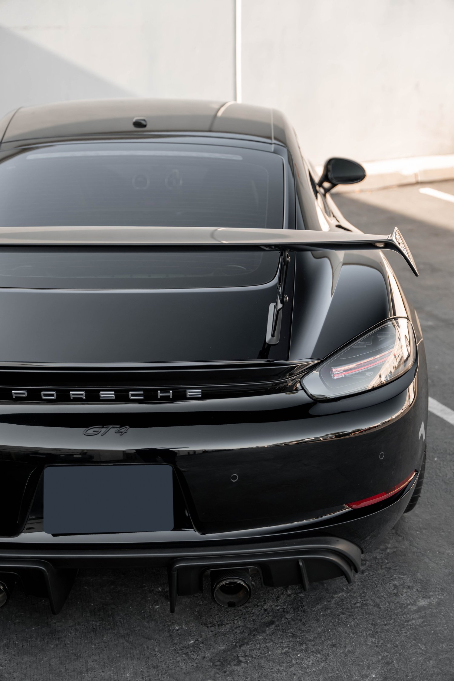 Porsche 718 Cayman GT4 after Paint Protection Film (PPF), Window Tint and Ceramic Coating, direct rear view