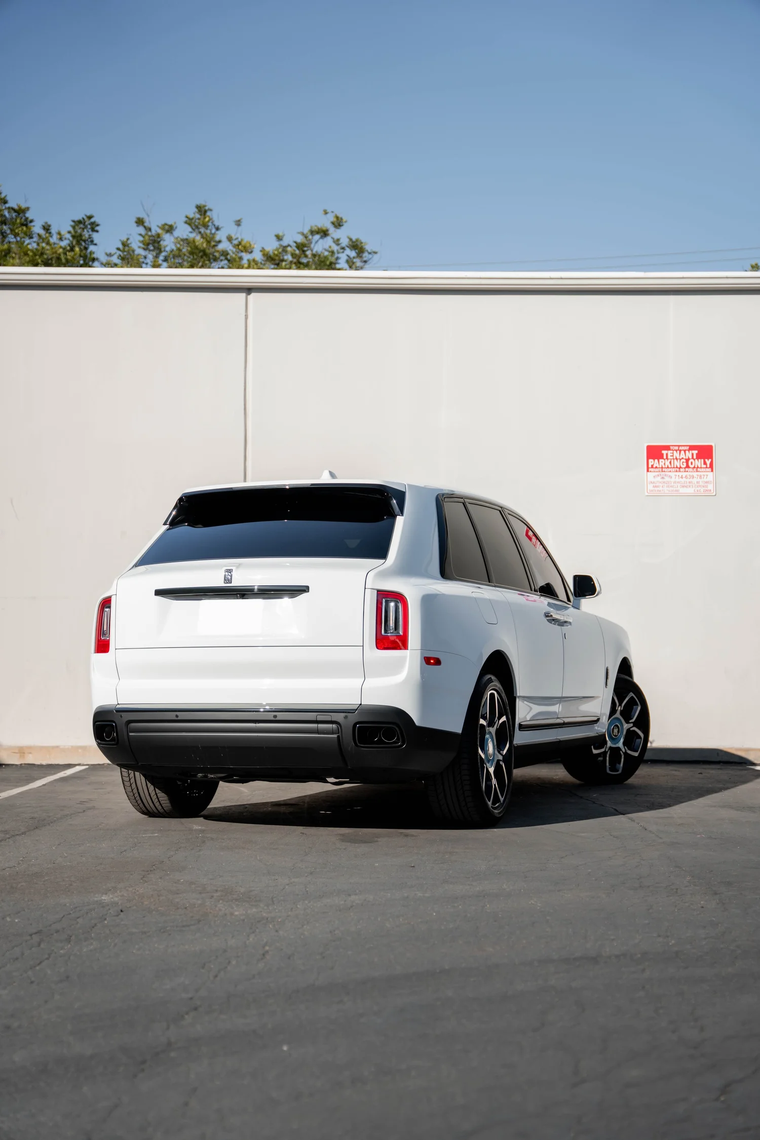 White Rolls-Royce Cullinan after Paint Protection Film (PPF), Window Tint and Ceramic Coating, rear-right three-quarter view