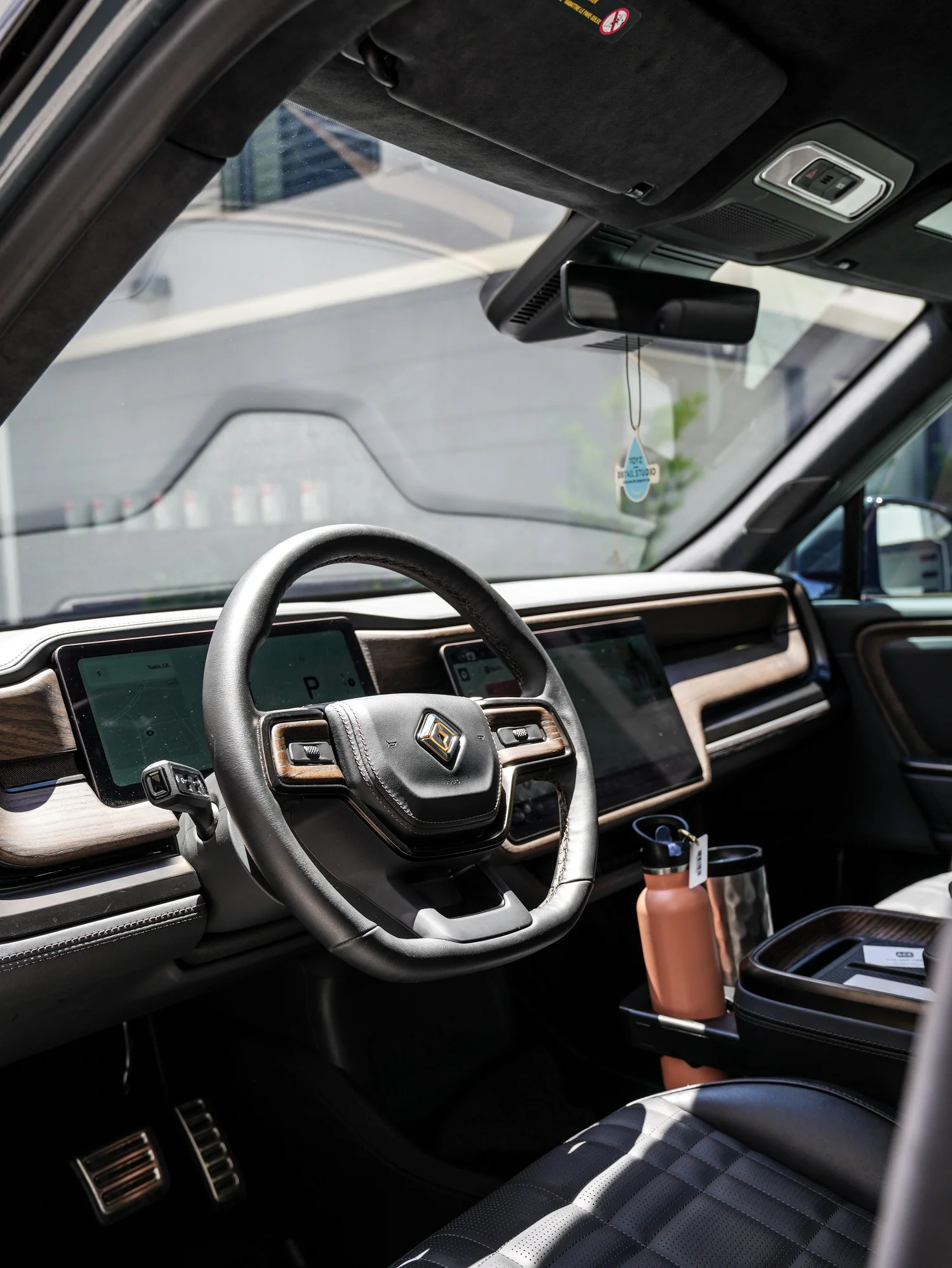 Rivian R1T after Matte PPF and Window Tint, interior cabin detail