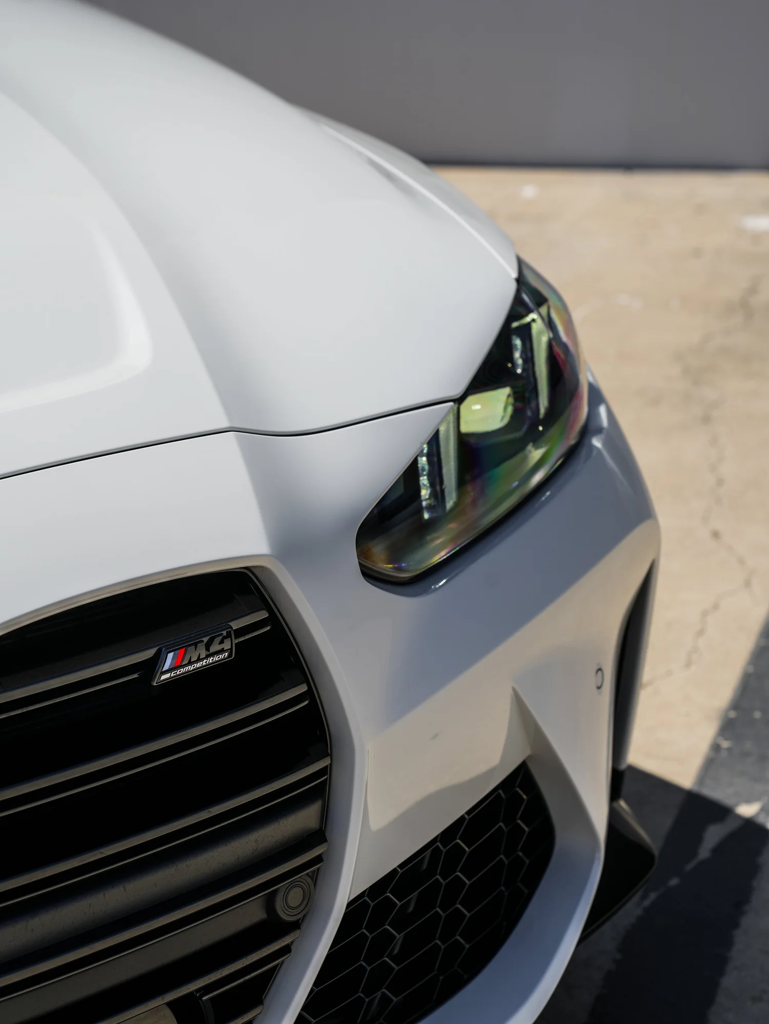 BMW G82 M4 after Paint Protection Film (PPF), front-corner view