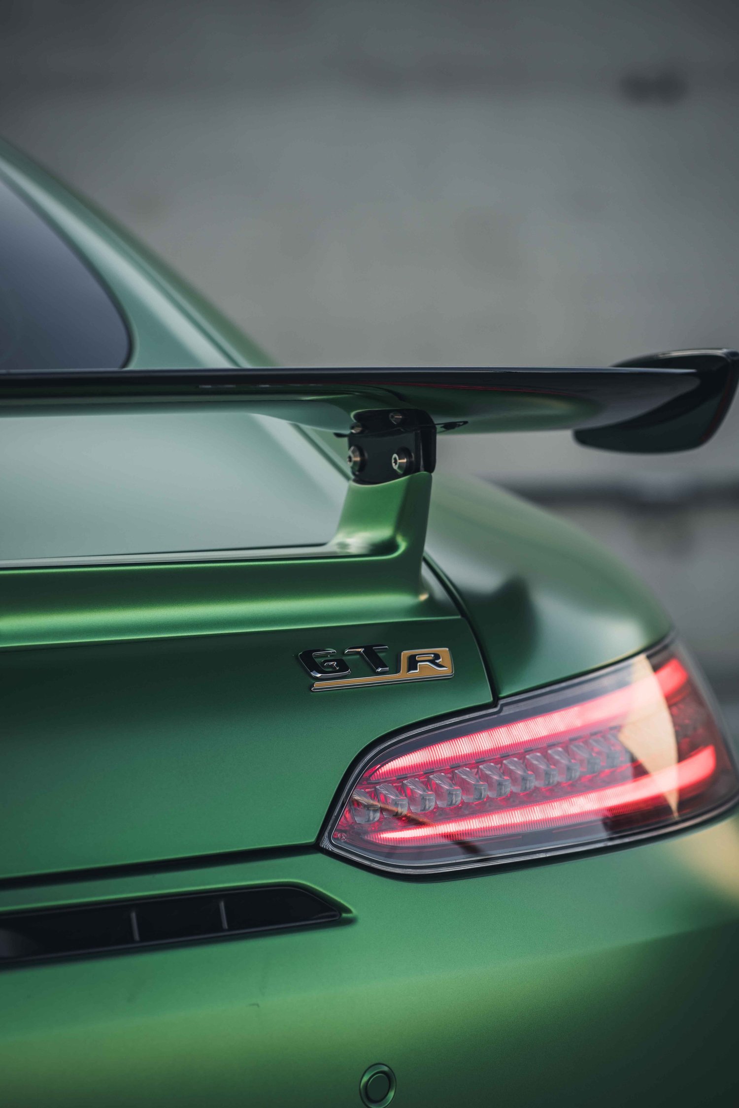 Mercedes-AMG GTR after Matte PPF, rear bumper and taillight detail
