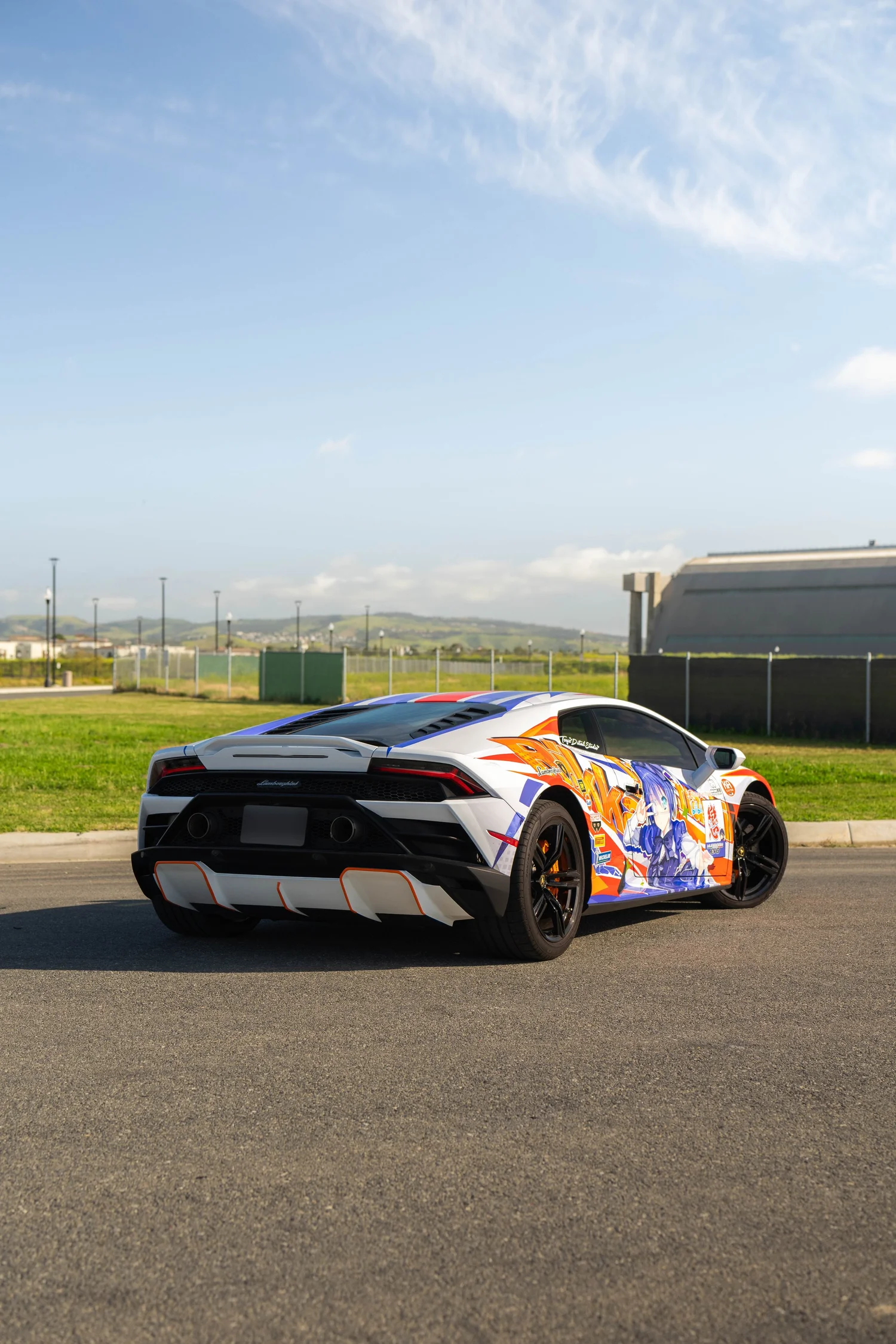 Lamborghini Huracán EVO Custom Wrap after Vinyl Wrap, low-angle front view
