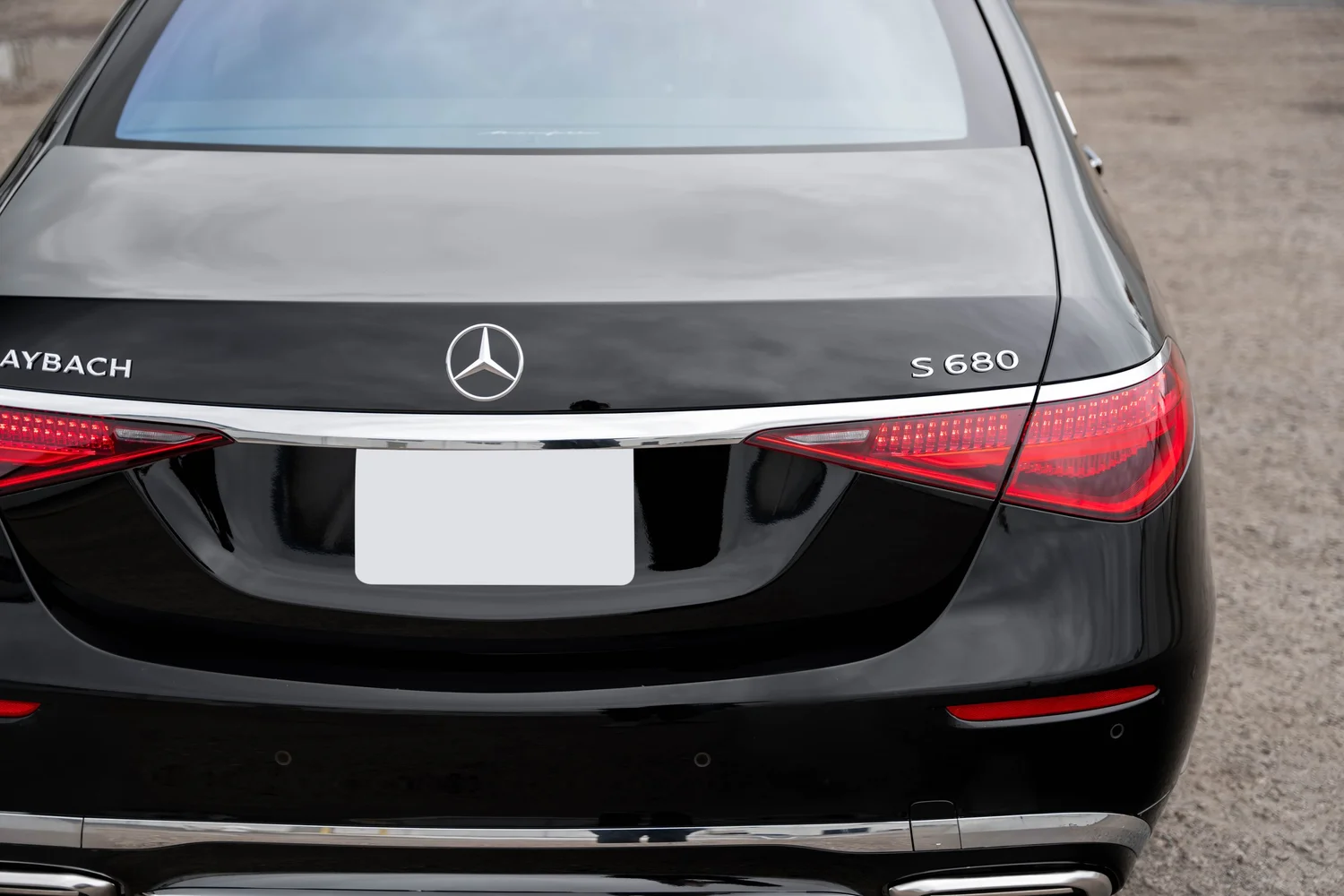 Mercedes-Maybach S 680 after Paint Protection Film (PPF) and Ceramic Coating, rear bumper and taillight detail