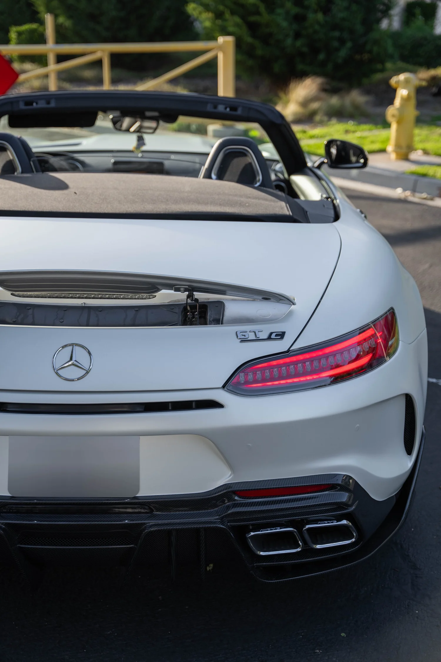 Mercedes-AMG GT after Matte PPF, Window Tint and Ceramic Coating, rear body and taillight view