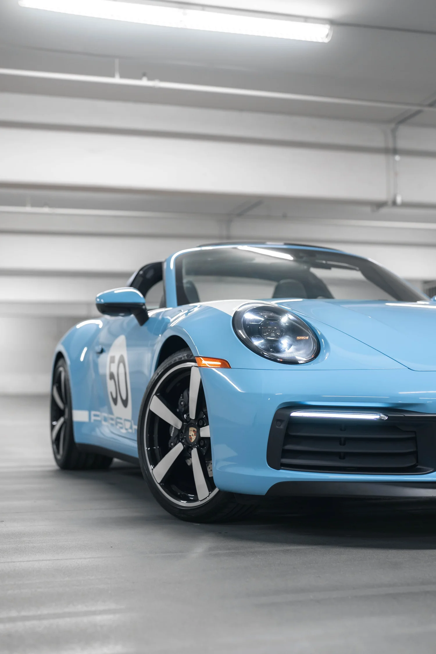Porsche 992.1 Targa 4S Heritage Design Tribute Wrap after Vinyl Wrap, wide front three-quarter view
