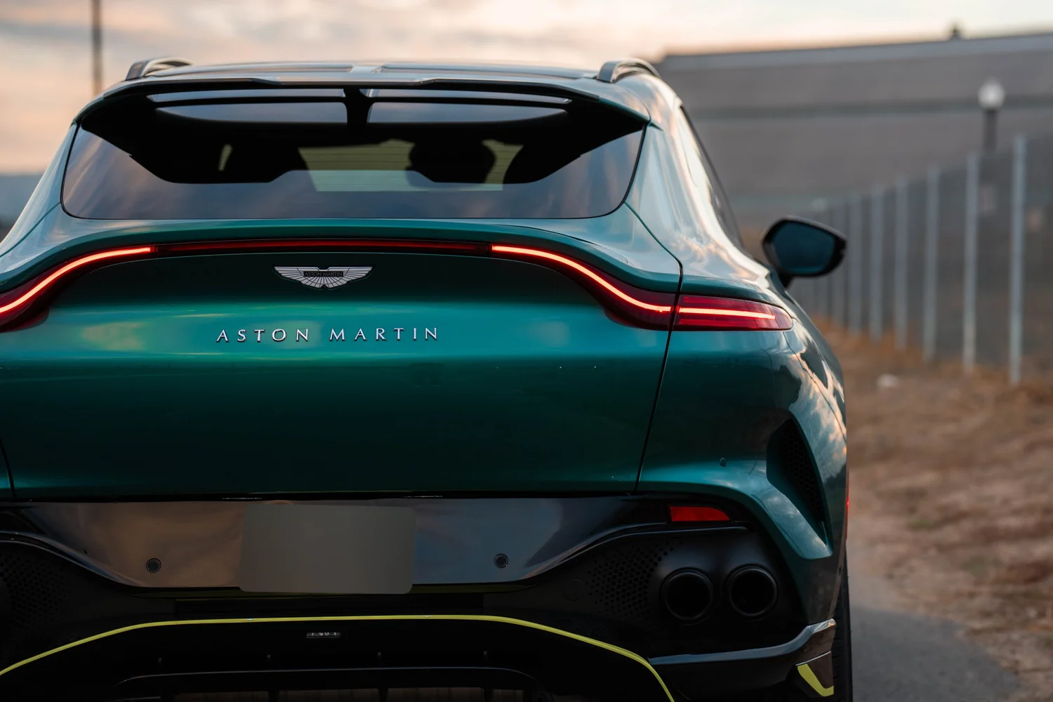 British Green Aston Martin DBX 707 after Paint Protection Film (PPF), Window Tint and Ceramic Coating, rear body and taillight view