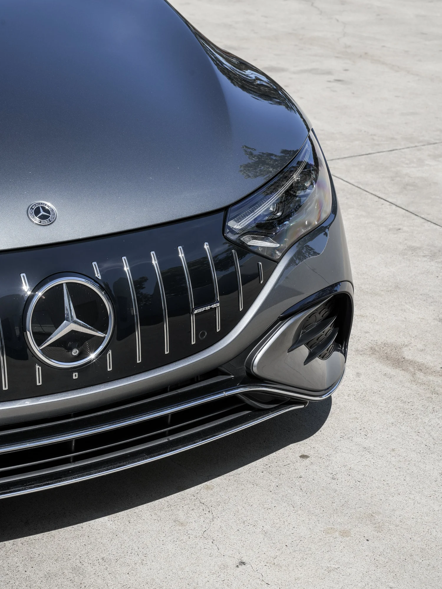 Mercedes-AMG EQE 53 after Paint Protection Film (PPF), Window Tint and Ceramic Coating, front-corner view