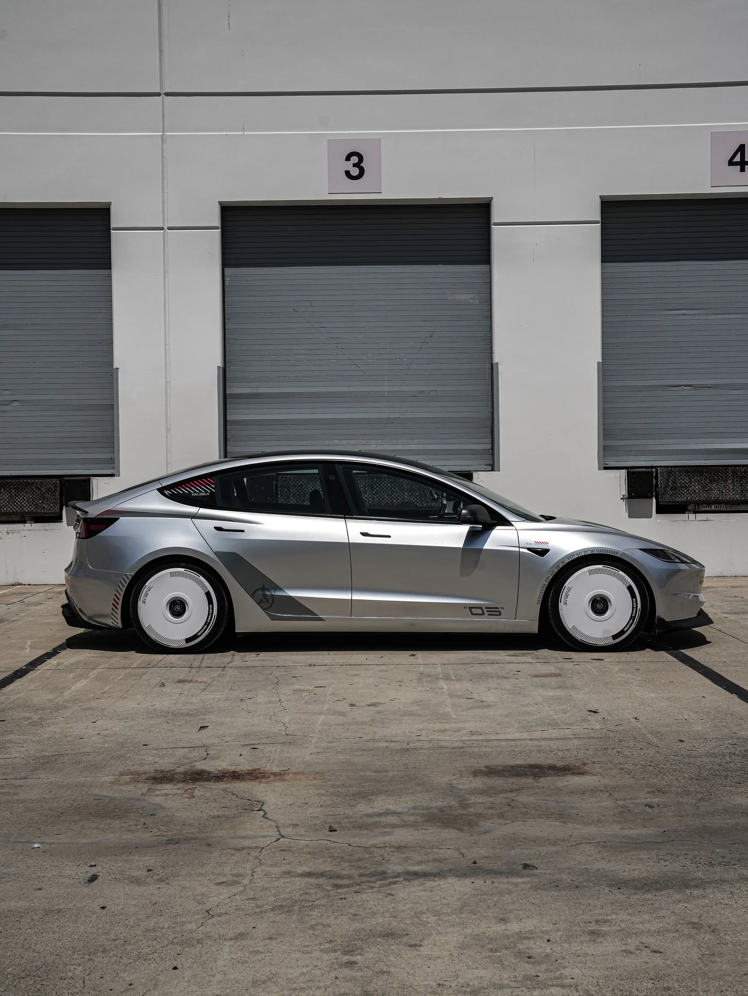 Tesla Model 3 Halo Edition Custom Wrap after Vinyl Wrap, left-side profile