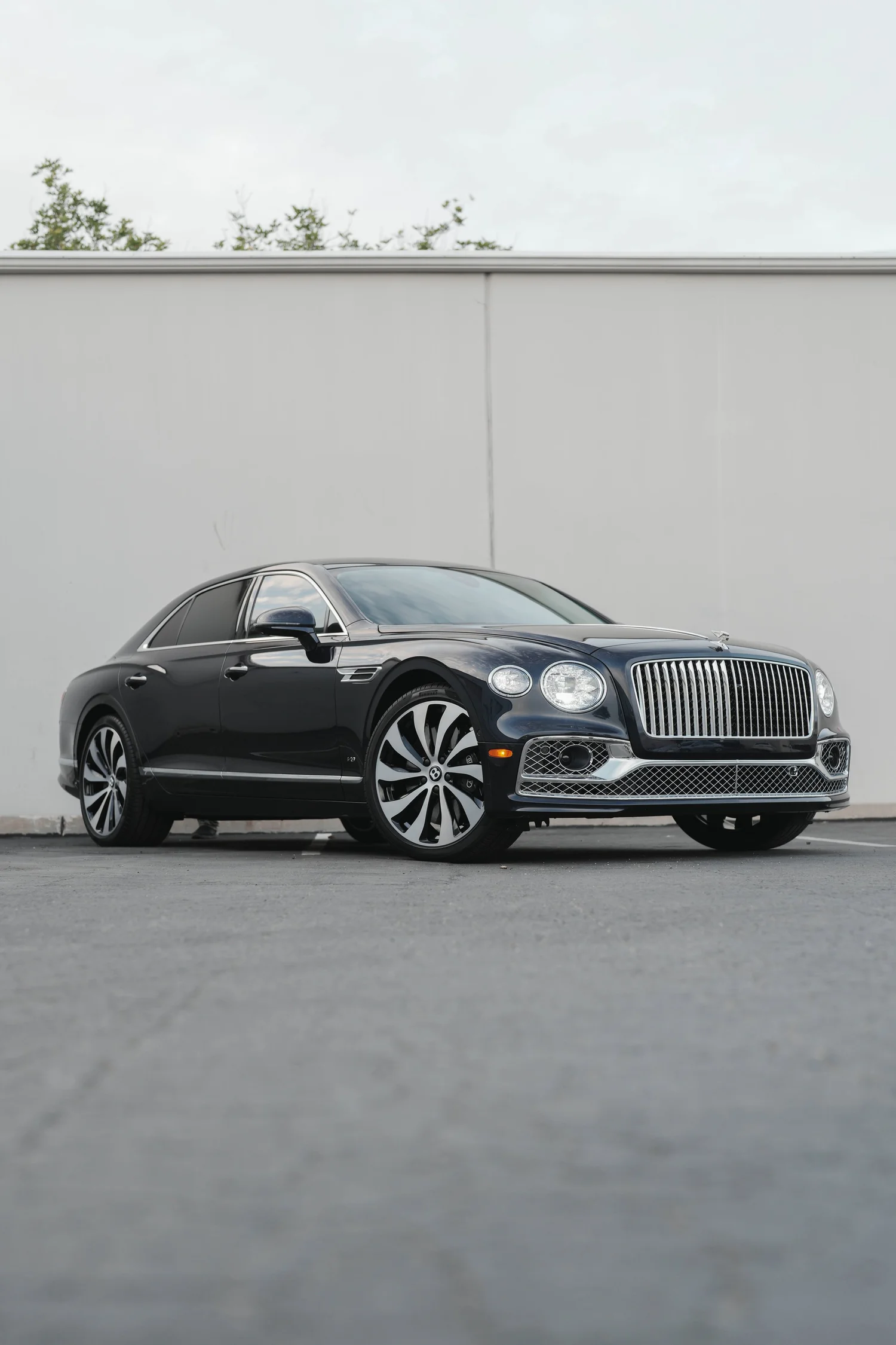 Bentley Flying Spur after Paint Protection Film (PPF), Window Tint and Ceramic Coating, low-angle front view