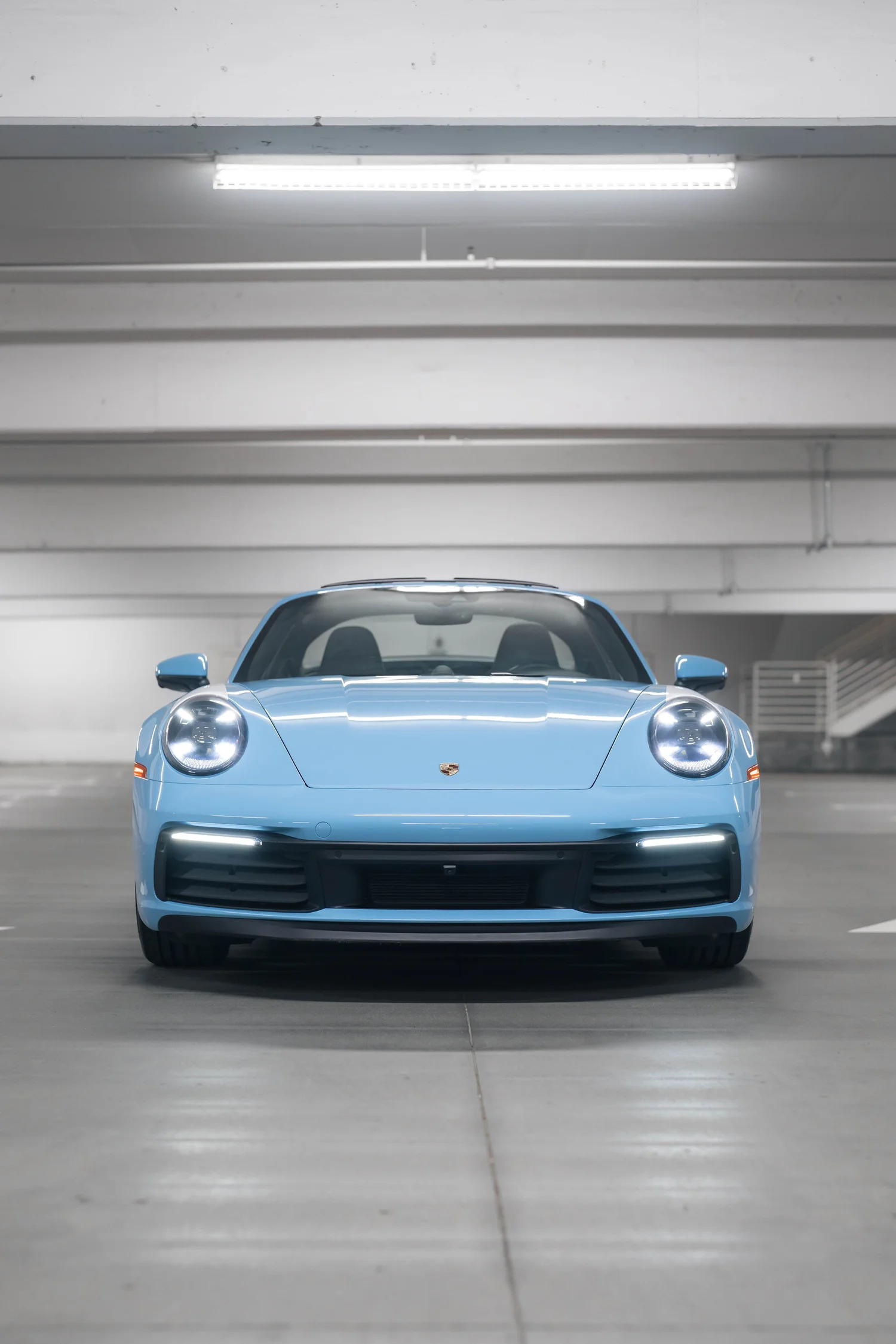 Porsche 992.1 Targa 4S Heritage Design Tribute Wrap after Vinyl Wrap, low-angle front view