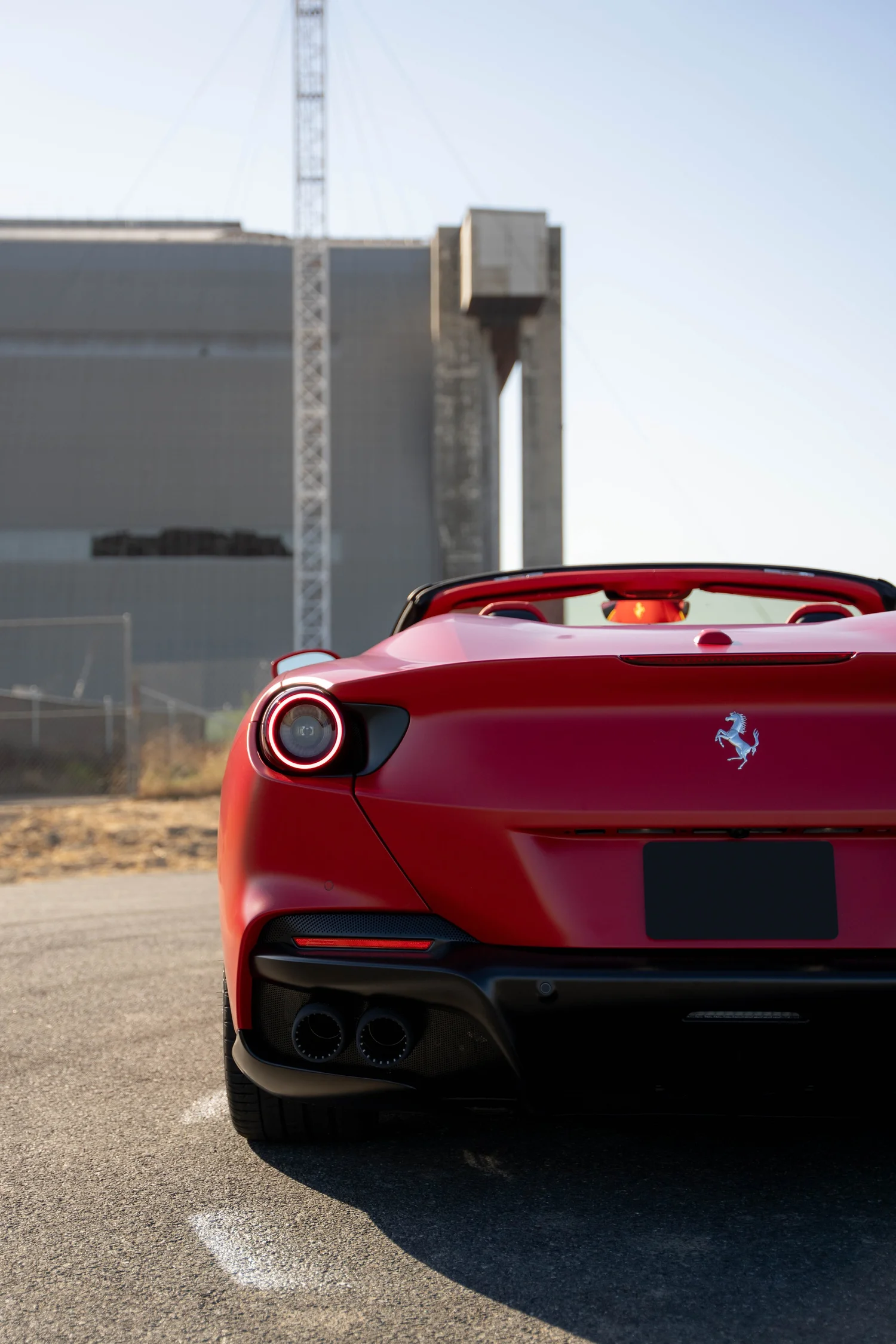 Ferrari Portofino after Matte PPF, Window Tint and Ceramic Coating, direct rear view