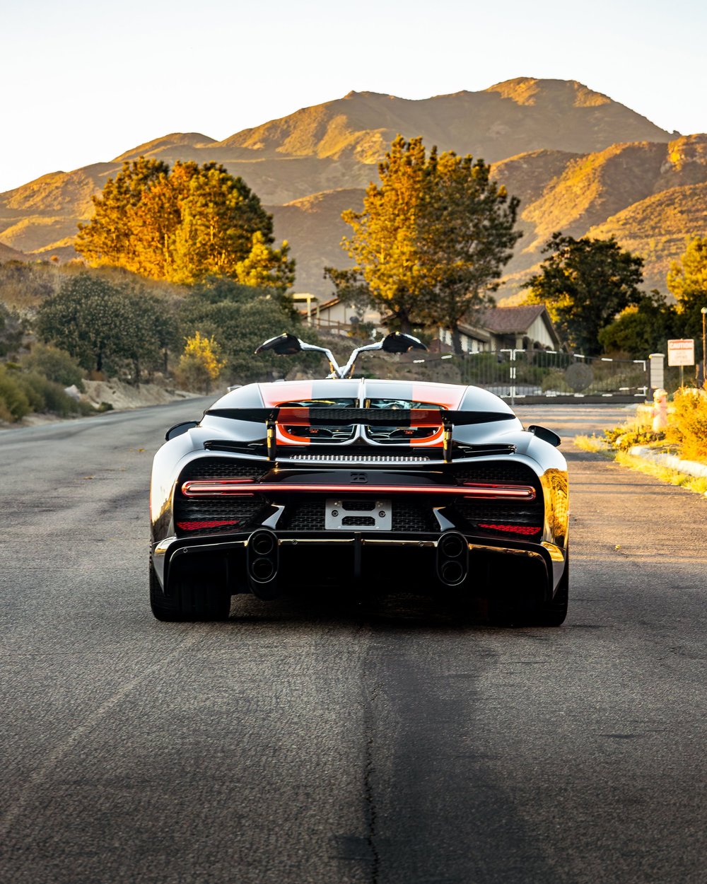 Rear view of Pagani Huayra with doors raised after XPEL window tint