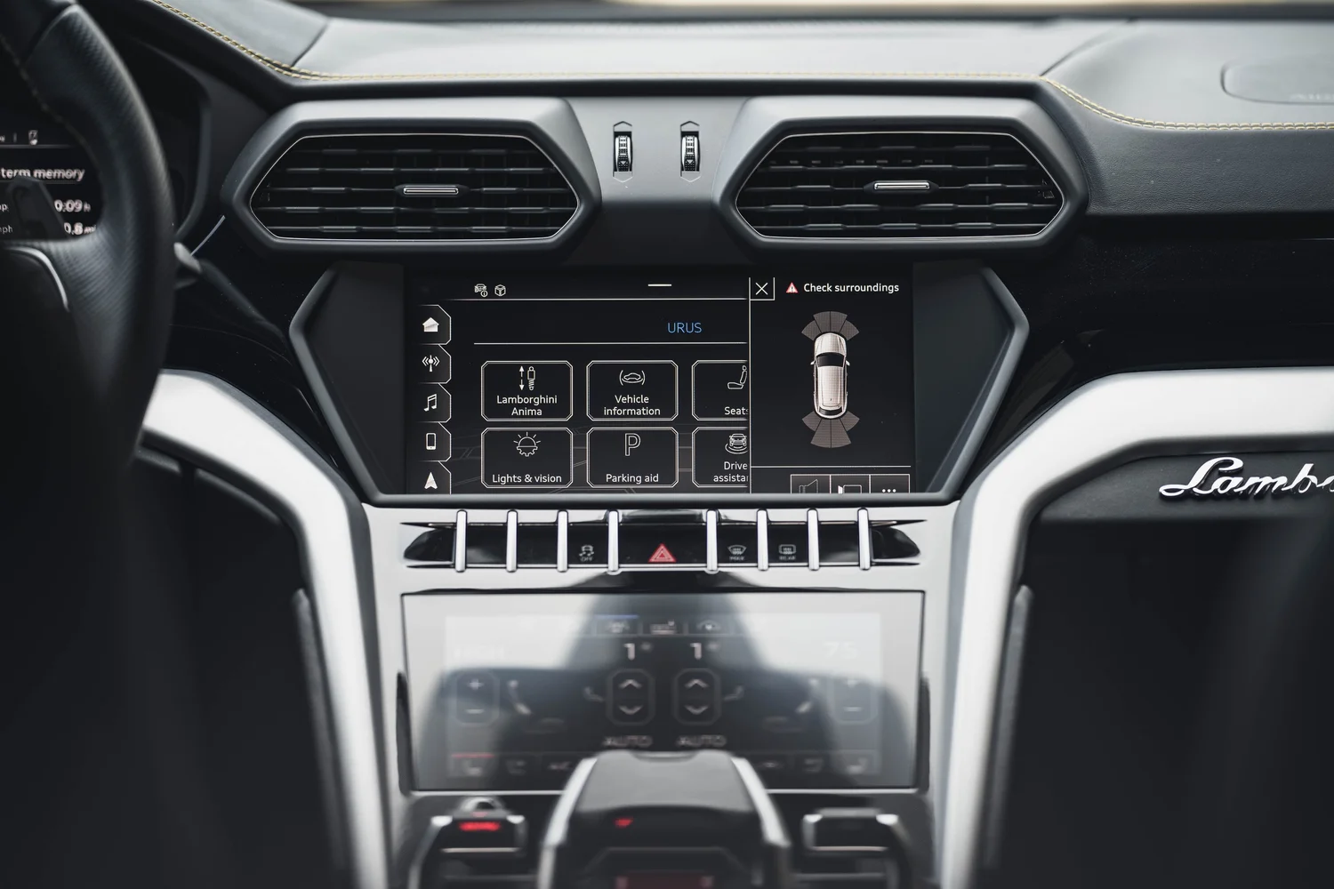 Lamborghini Urus Custom Project after Vinyl Wrap, interior cabin detail