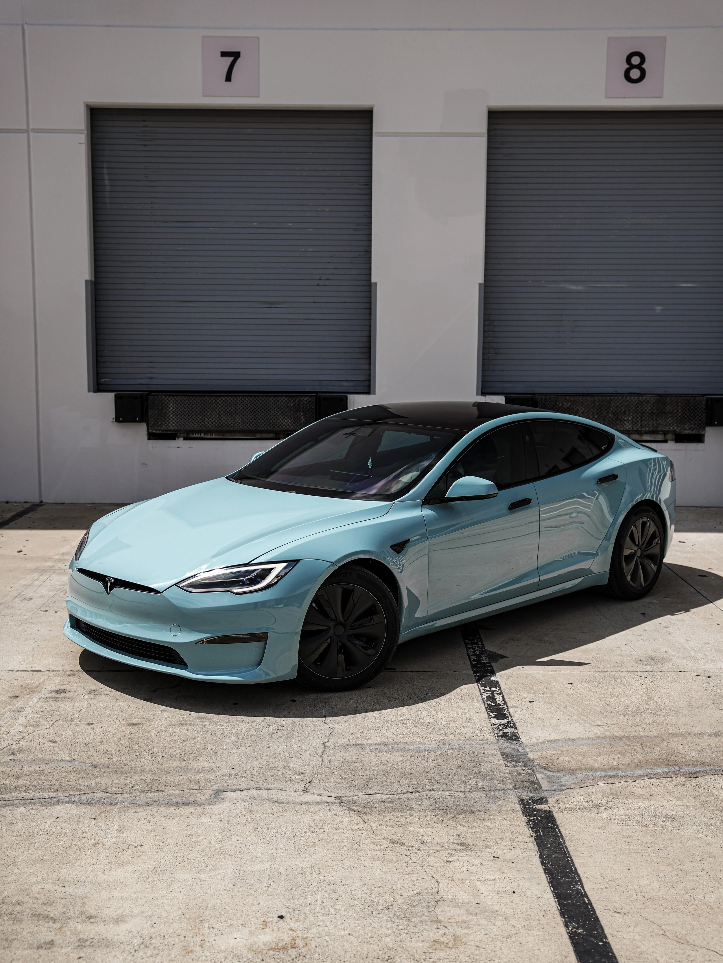 Tesla Model S Missen Blue Colored PPF after paint protection film in Irvine