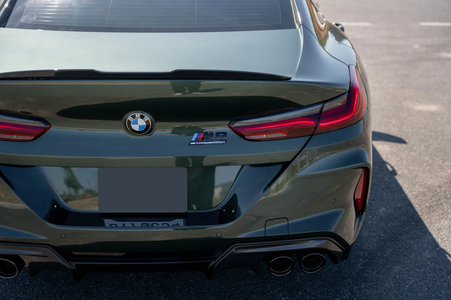 BMW M8 Competition after Paint Protection Film (PPF), Window Tint and Ceramic Coating, rear bumper and taillight detail