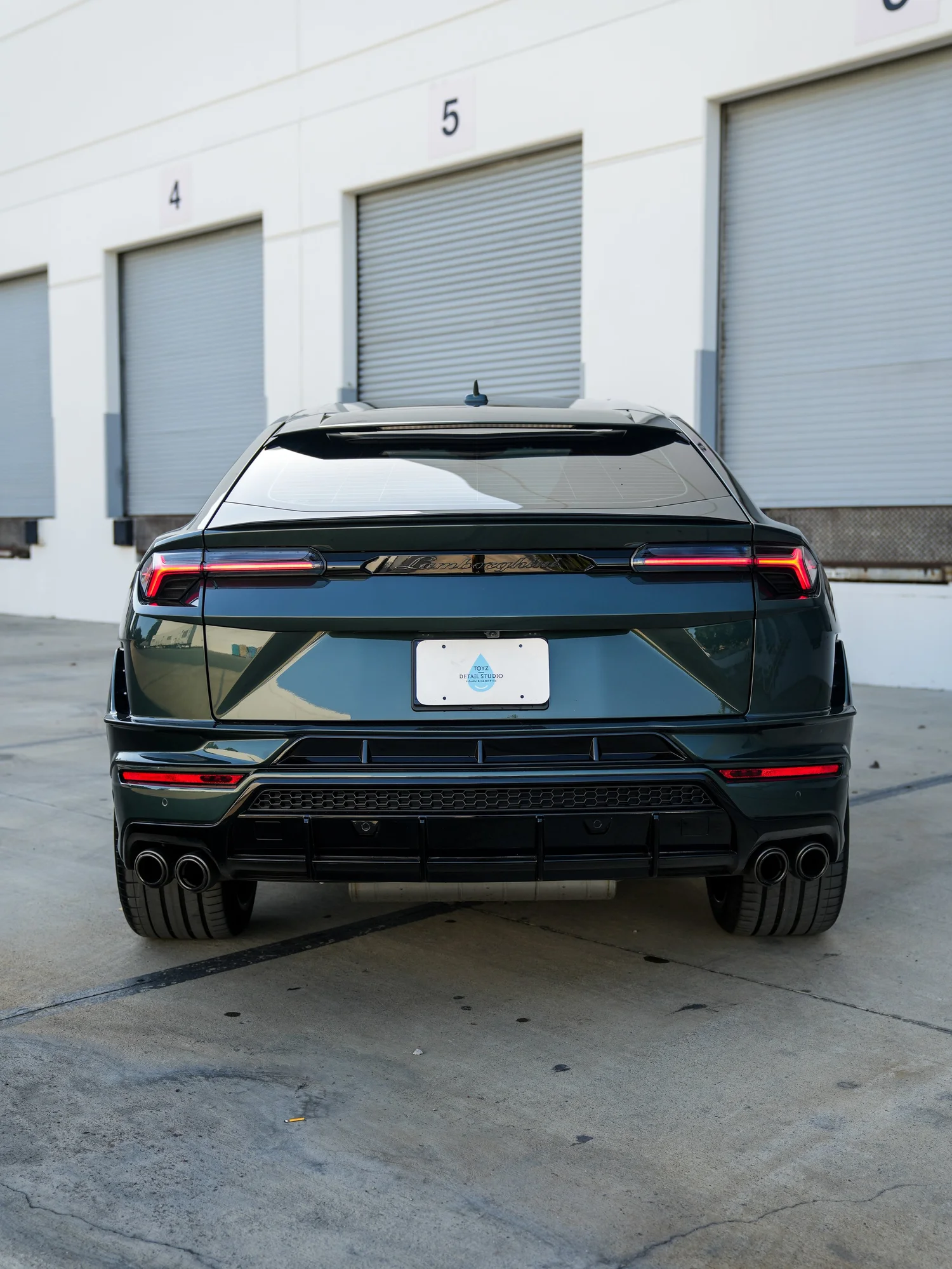 Lamborghini Urus S Front Bumper PPF after Paint Protection Film (PPF), low-angle rear view
