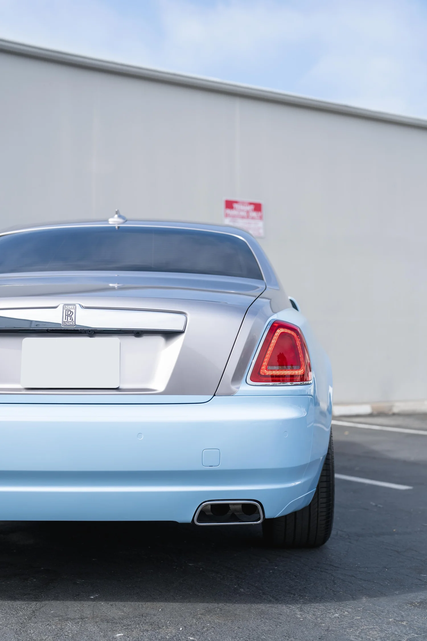 Rolls-Royce Ghost after Paint Protection Film (PPF), Window Tint and Ceramic Coating, close rear view
