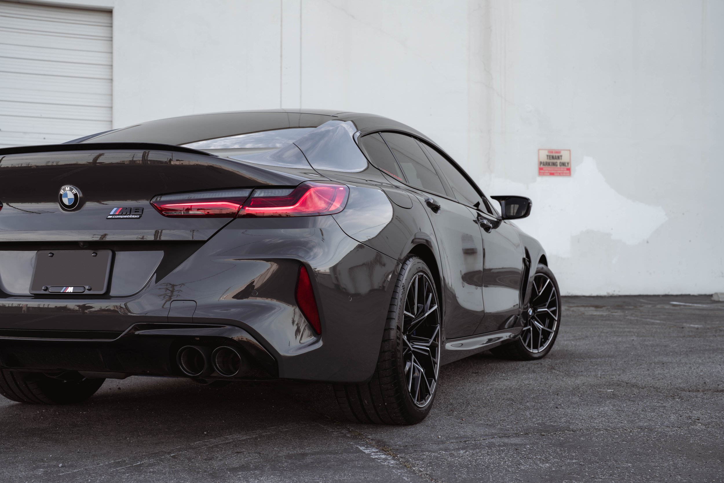 BMW M8 after paint protection film, window tint and ceramic coating in Irvine