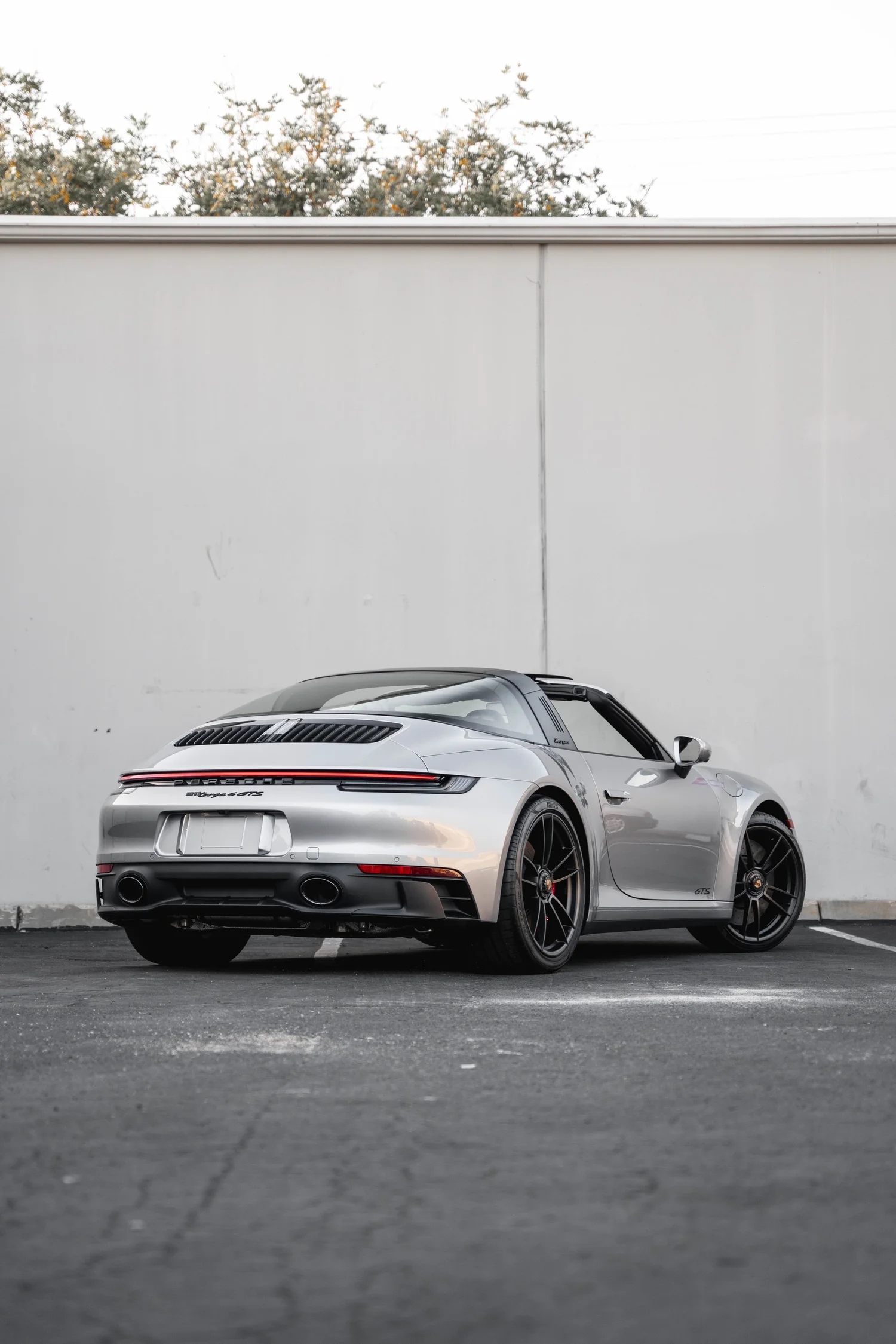 Porsche 911 Targa 4 GTS after Paint Protection Film (PPF), Window Tint and Ceramic Coating, wide rear three-quarter view