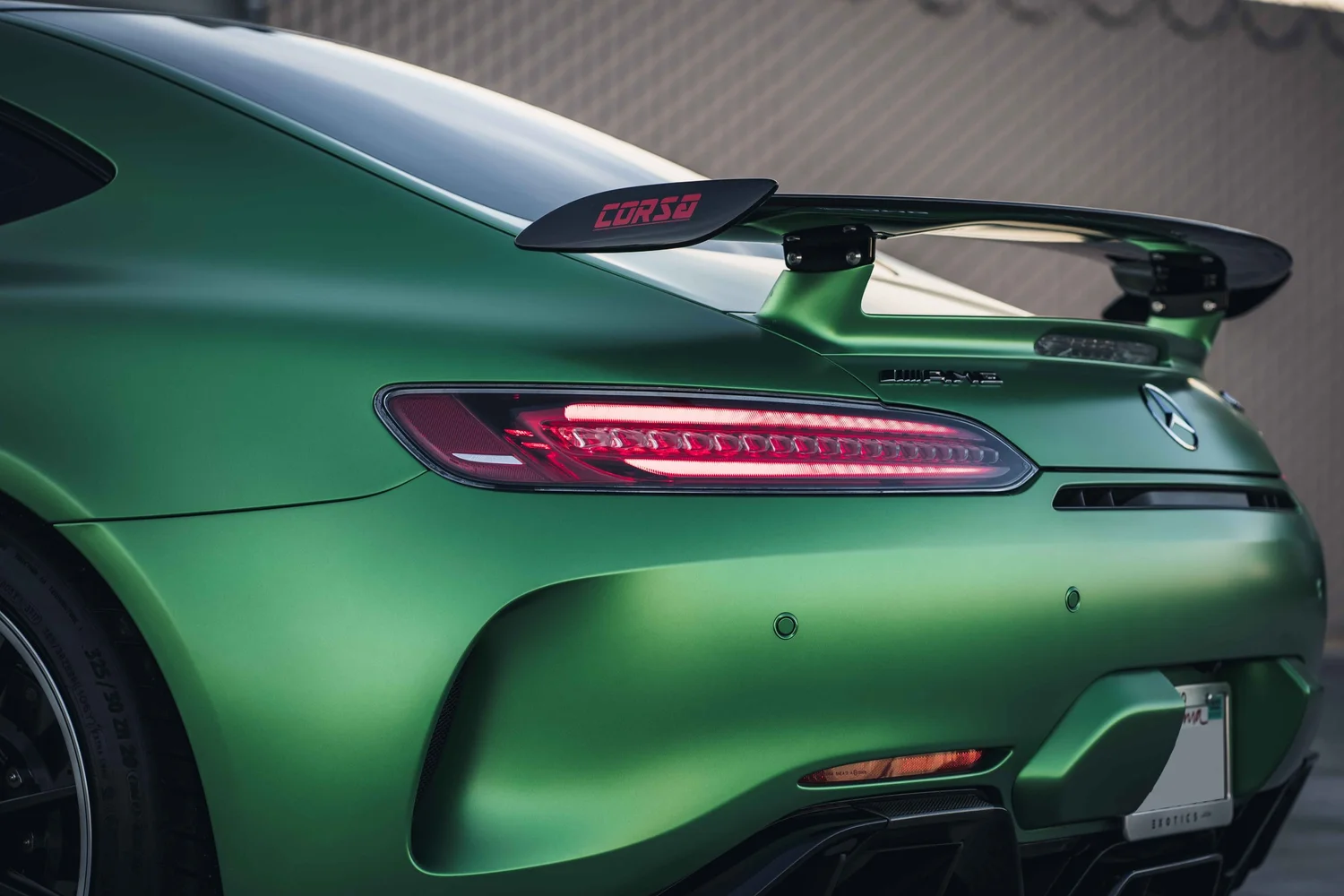 Mercedes-AMG GTR after Matte PPF, rear body and taillight view