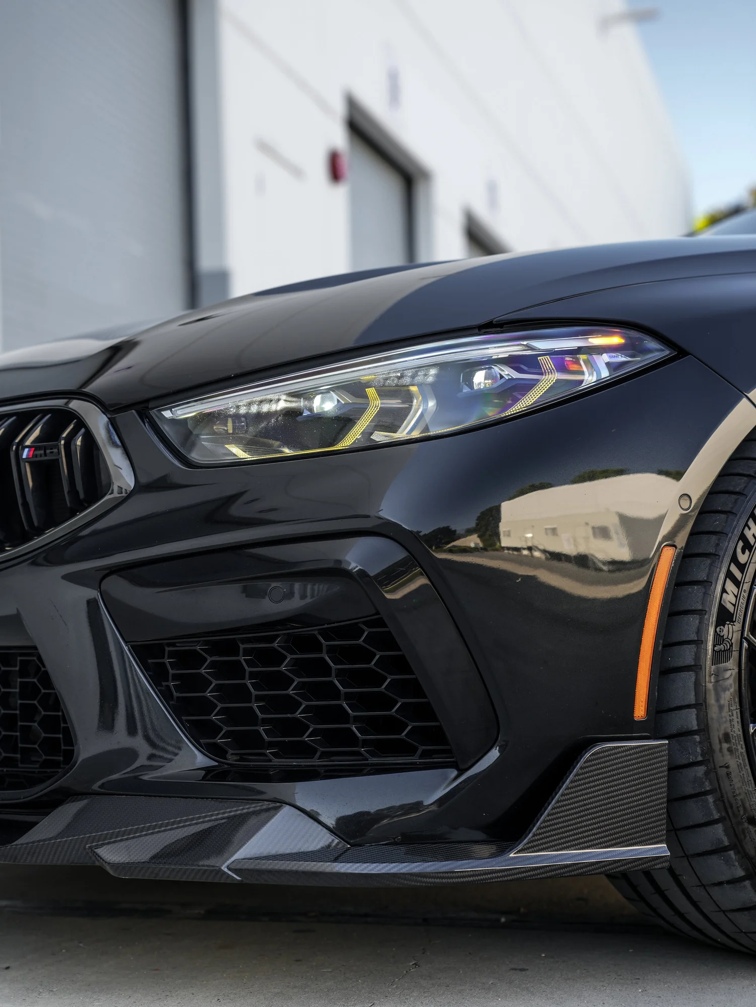 BMW M8 Paint Correction after Ceramic Coating, front-corner view